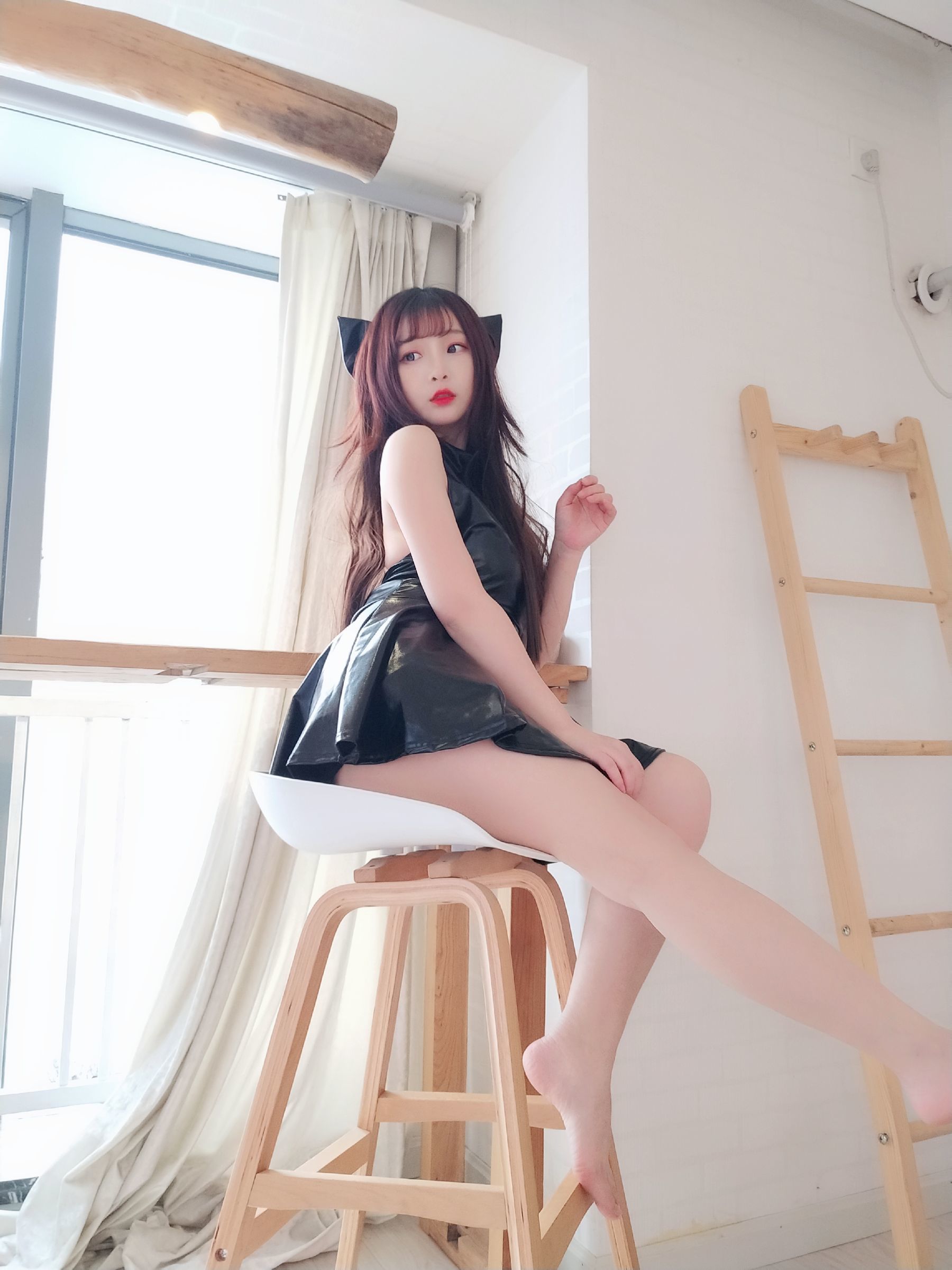 二次元美女古川kagura - 黑亮连衣裙-图8