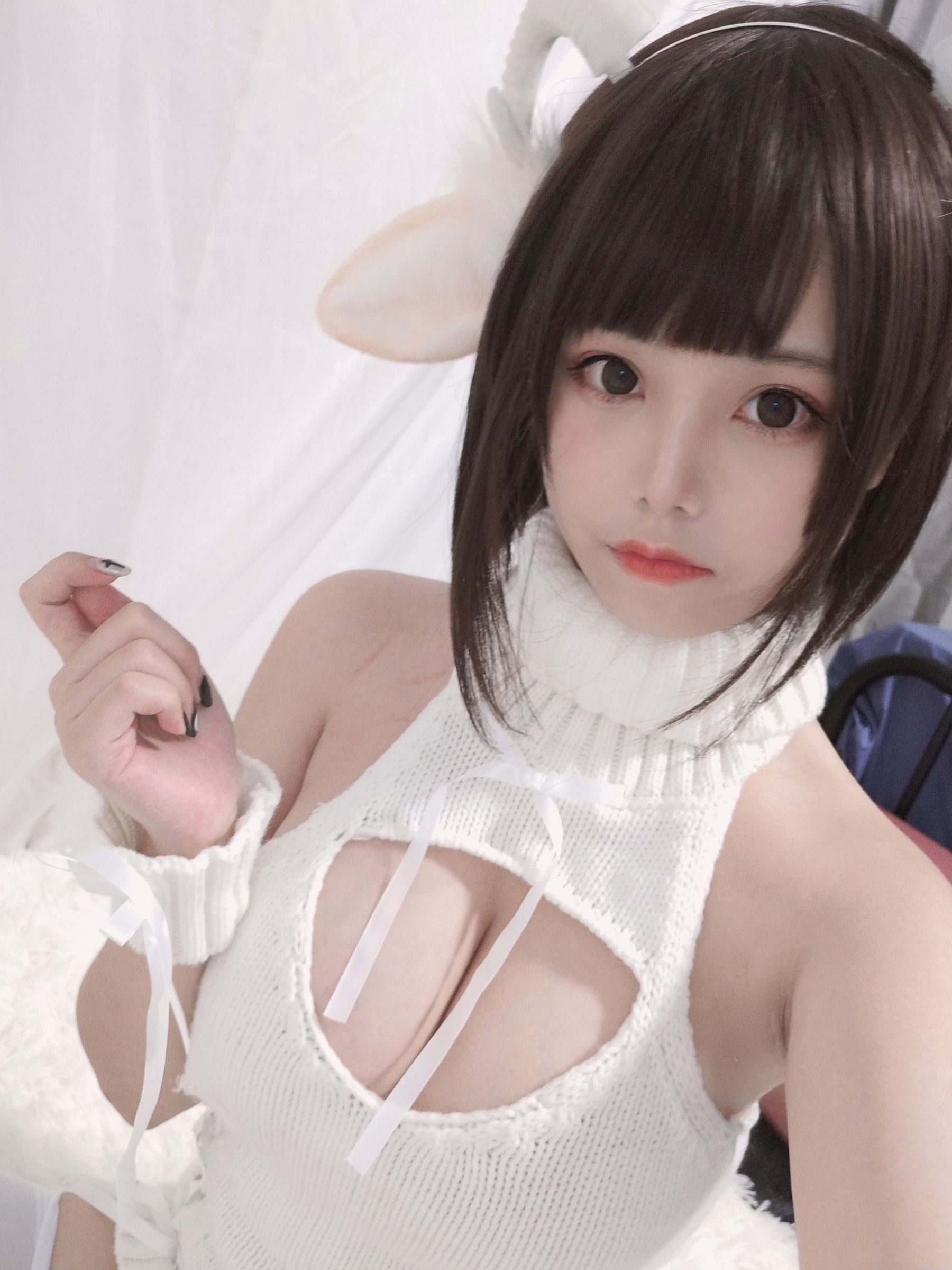 萌系小姐姐蜜汁猫裘 - 白丝毛衣-图10