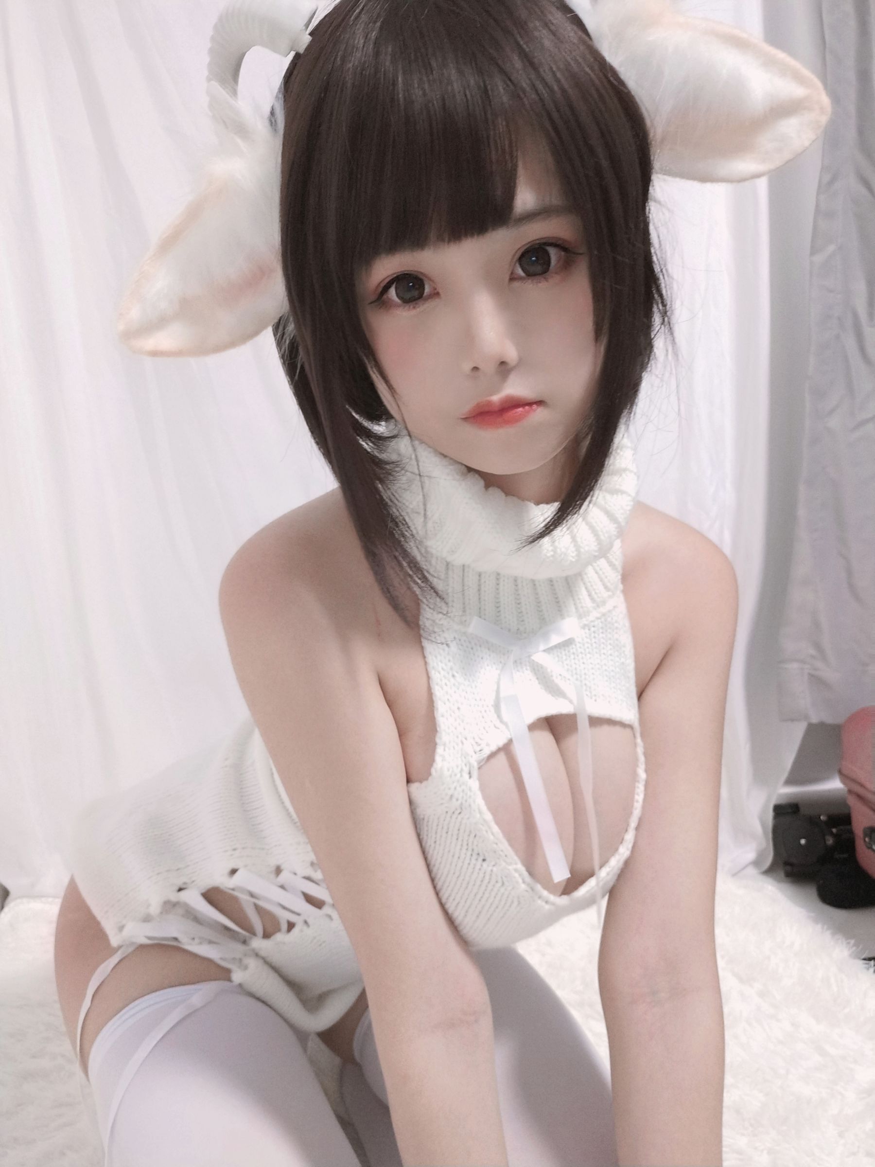 萌系小姐姐蜜汁猫裘 - 白丝毛衣-图11