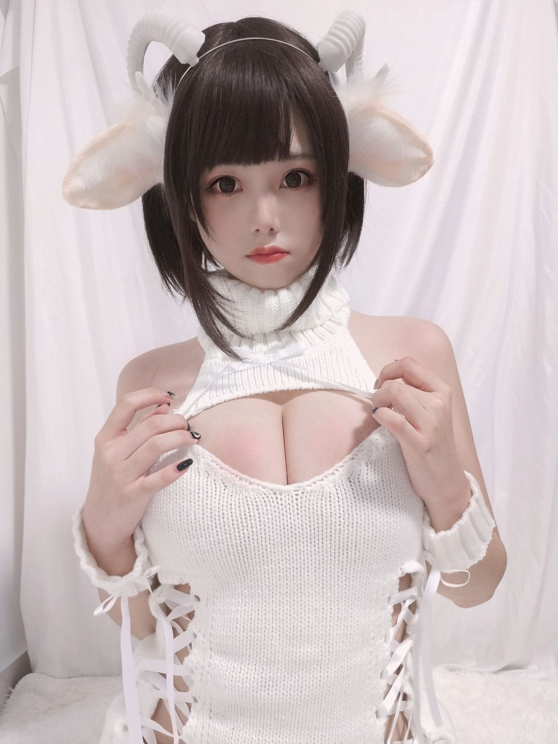 萌系小姐姐蜜汁猫裘 - 白丝毛衣-图13