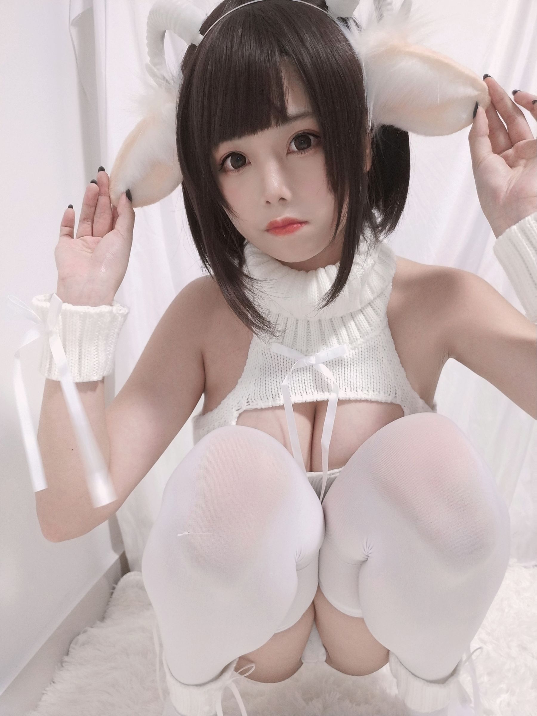 萌系小姐姐蜜汁猫裘 - 白丝毛衣-图14