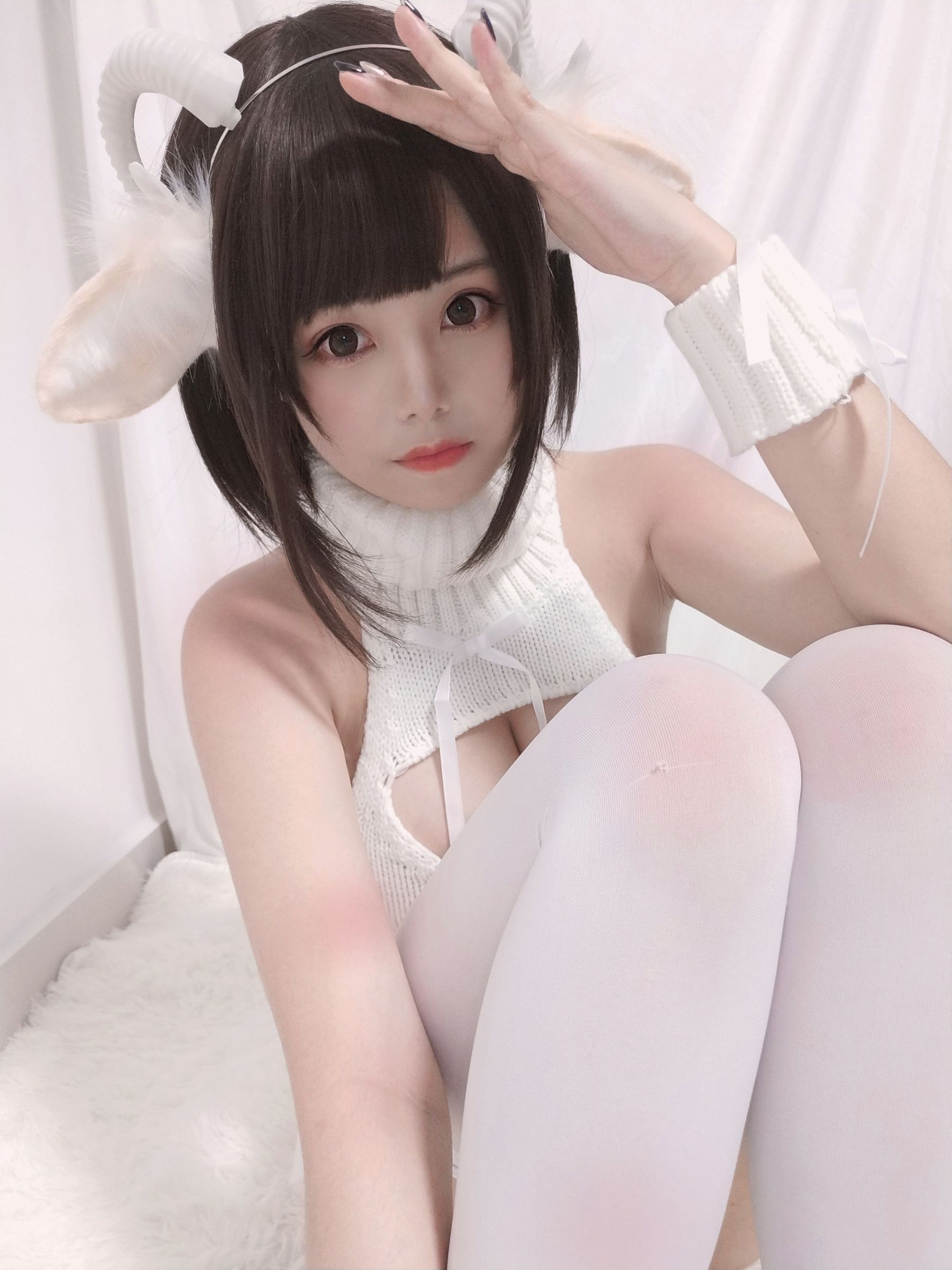 萌系小姐姐蜜汁猫裘 - 白丝毛衣-图16