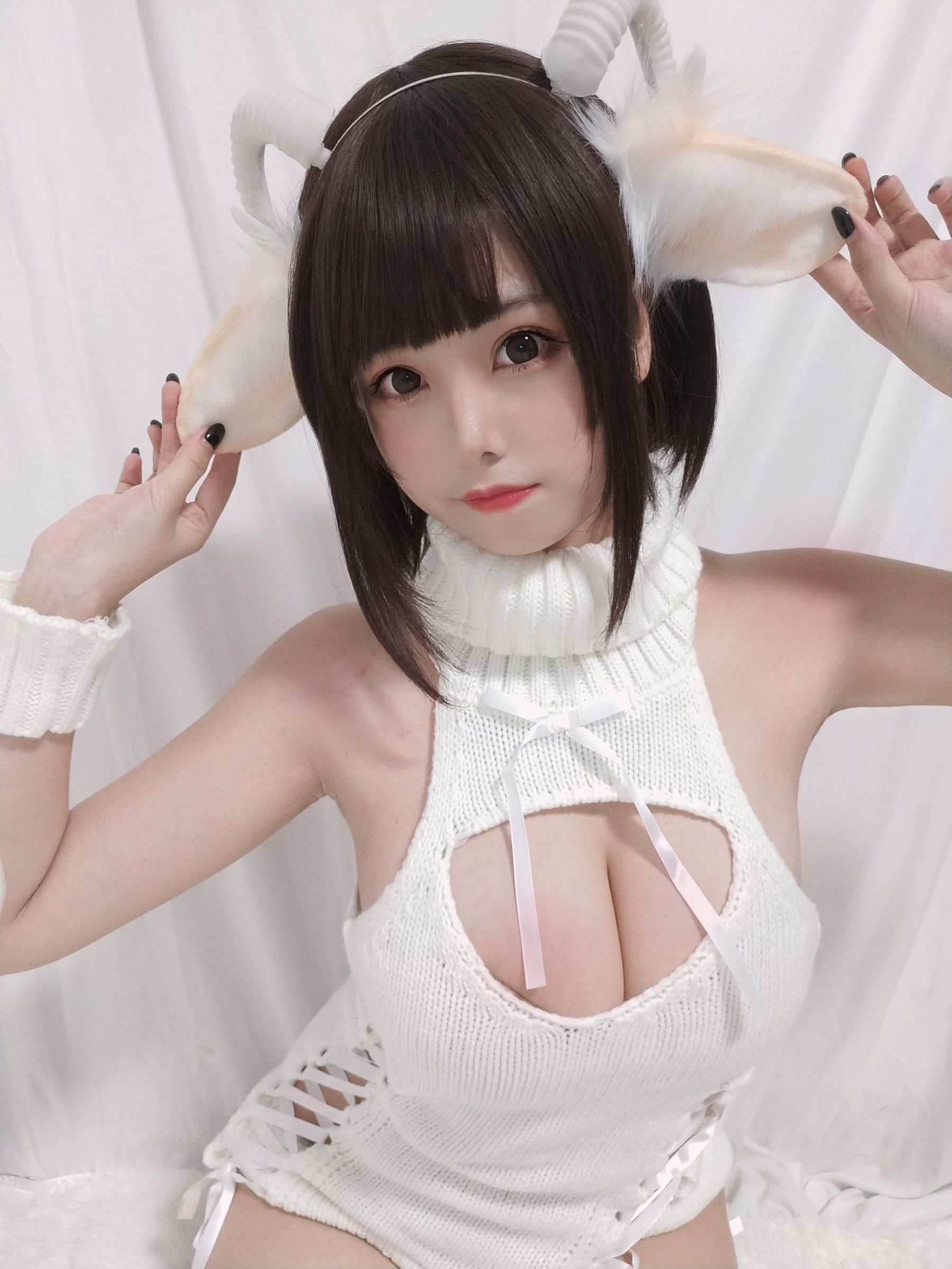 萌系小姐姐蜜汁猫裘 - 白丝毛衣-图17