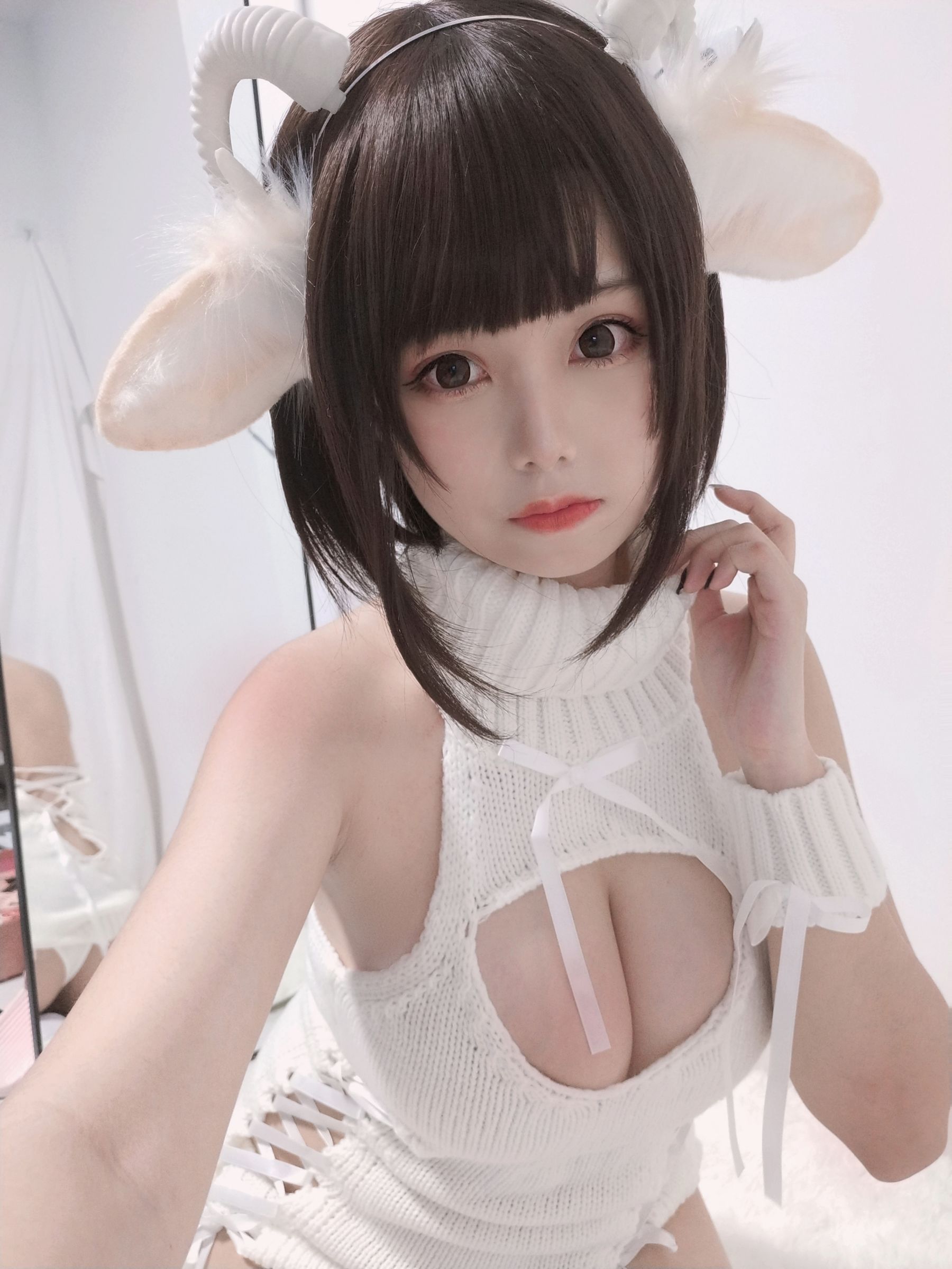 萌系小姐姐蜜汁猫裘 - 白丝毛衣-图24