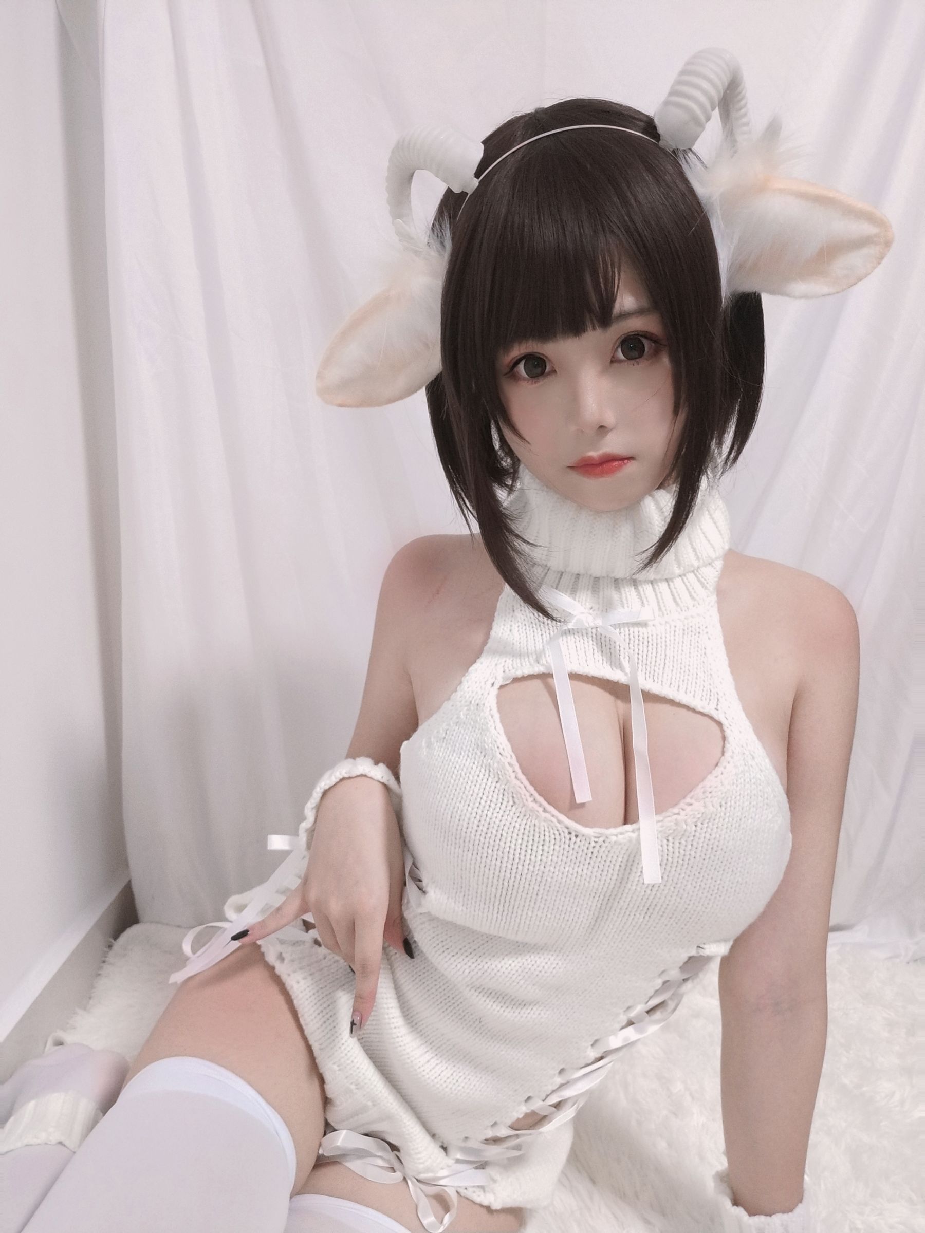 萌系小姐姐蜜汁猫裘 - 白丝毛衣-图25