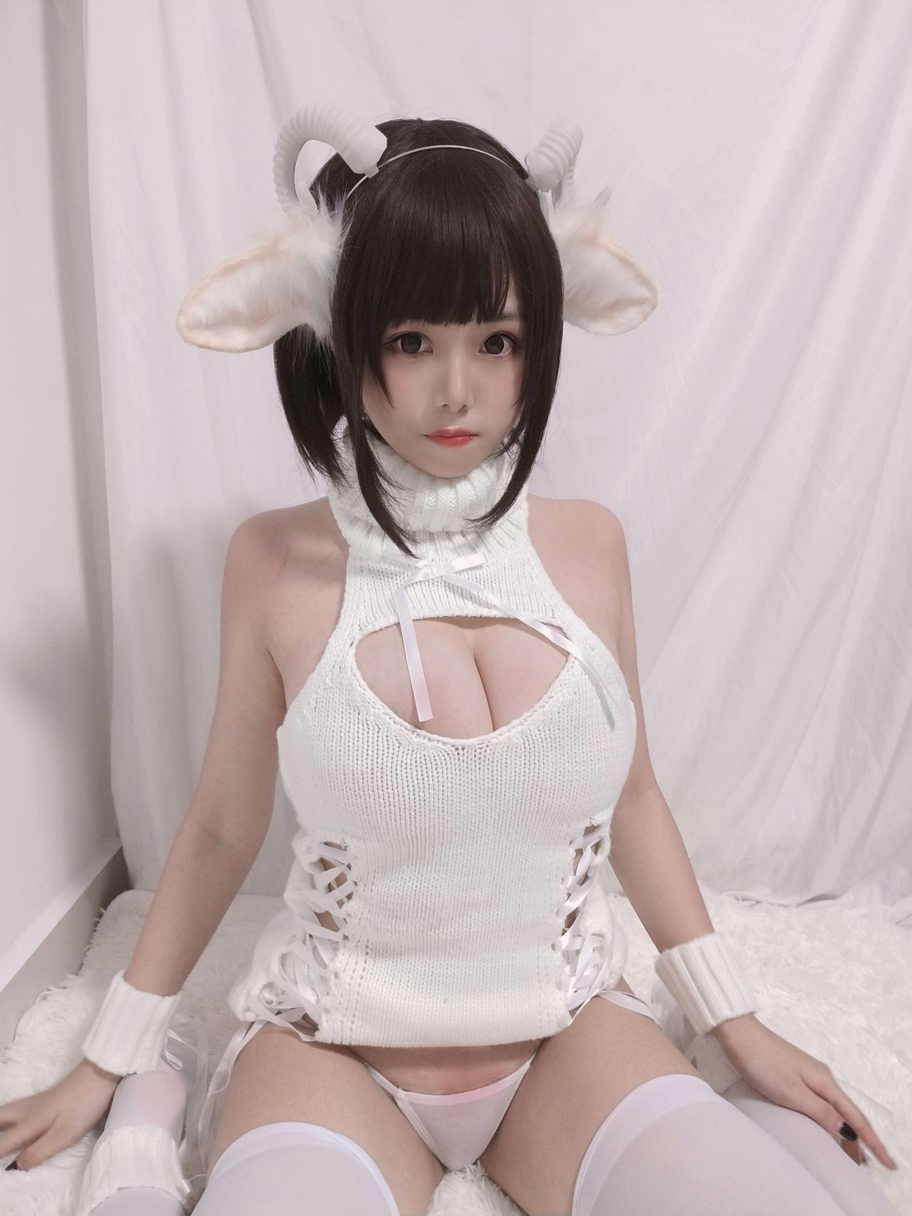 萌系小姐姐蜜汁猫裘 - 白丝毛衣-图27