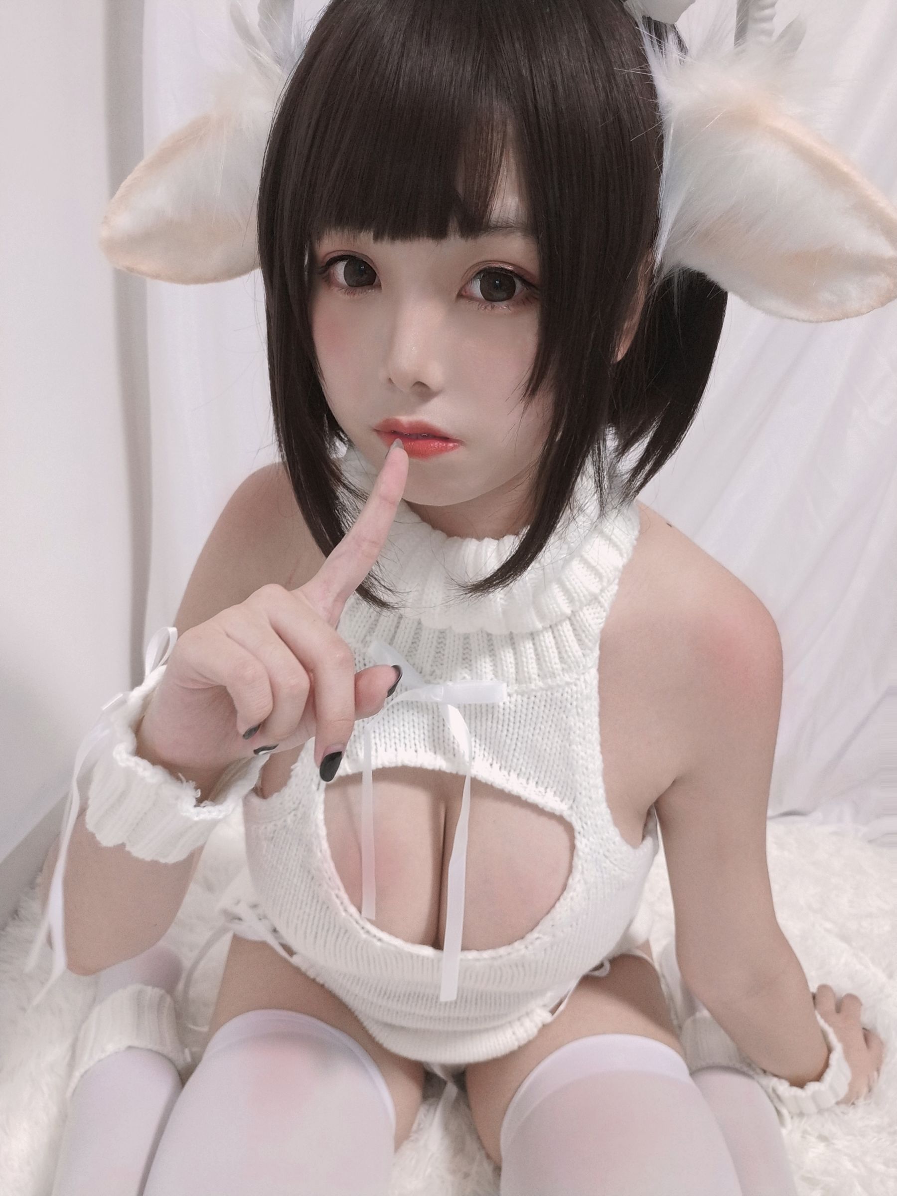 萌系小姐姐蜜汁猫裘 - 白丝毛衣-图32
