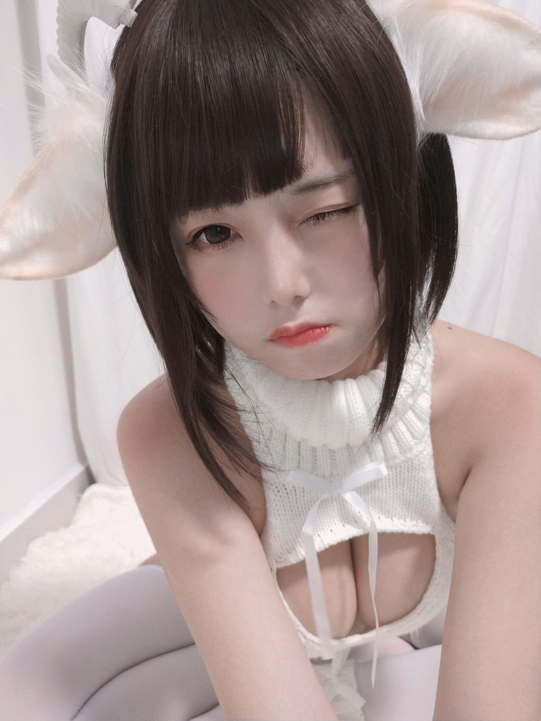 萌系小姐姐蜜汁猫裘 - 白丝毛衣-图39