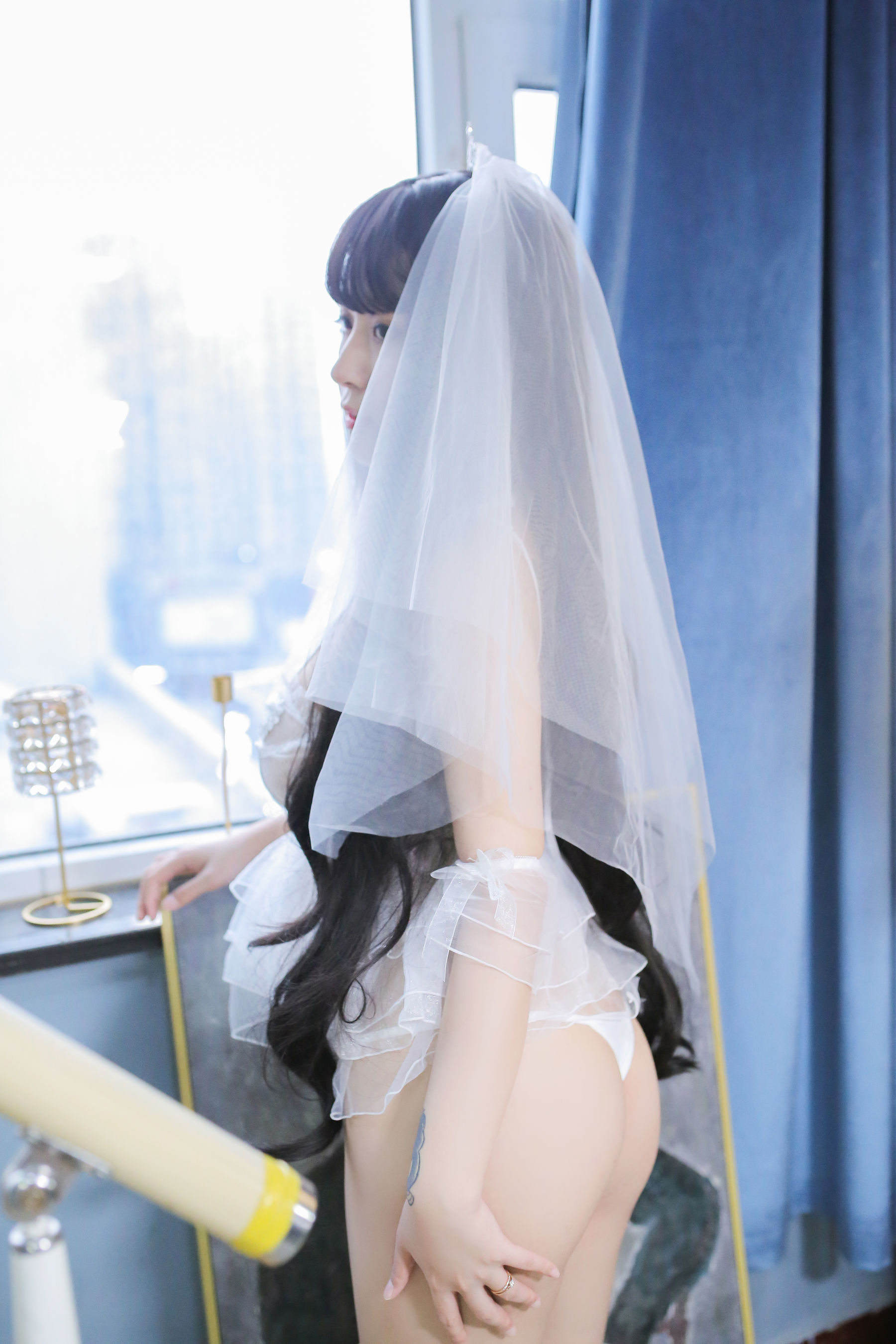 巨乳猫九酱Sakura - 长发婚纱-图60
