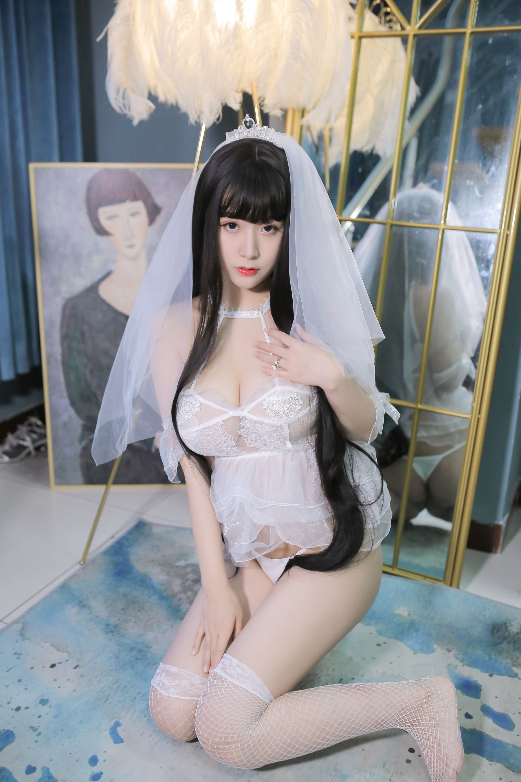 巨乳猫九酱Sakura - 长发婚纱-图69