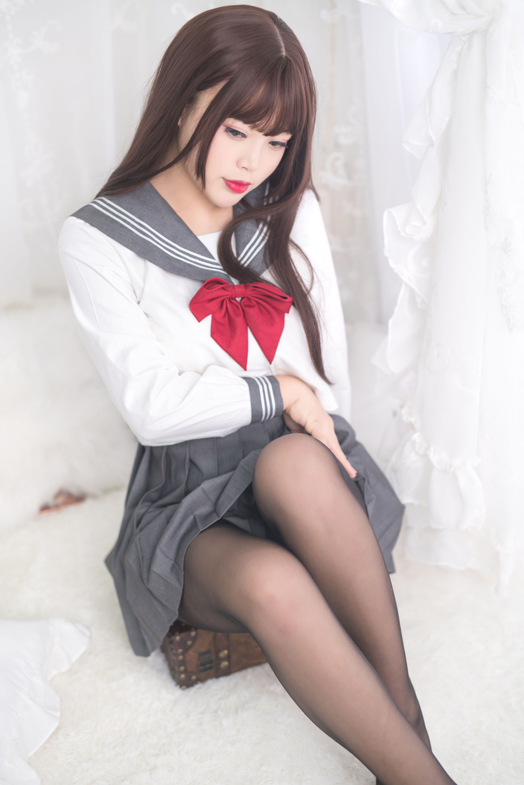 萌系小姐姐-白烨- - 黑丝制服少女-图12