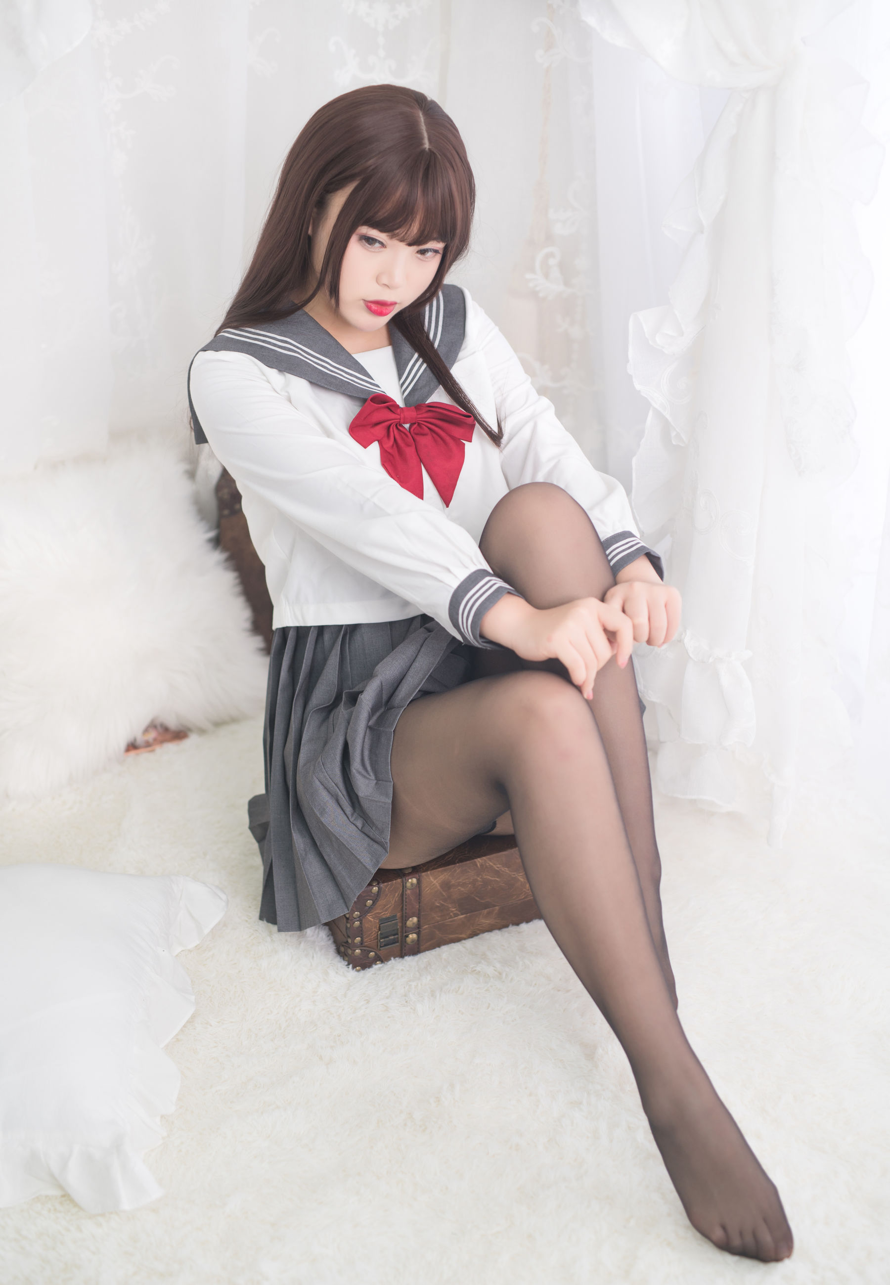 萌系小姐姐-白烨- - 黑丝制服少女-图14