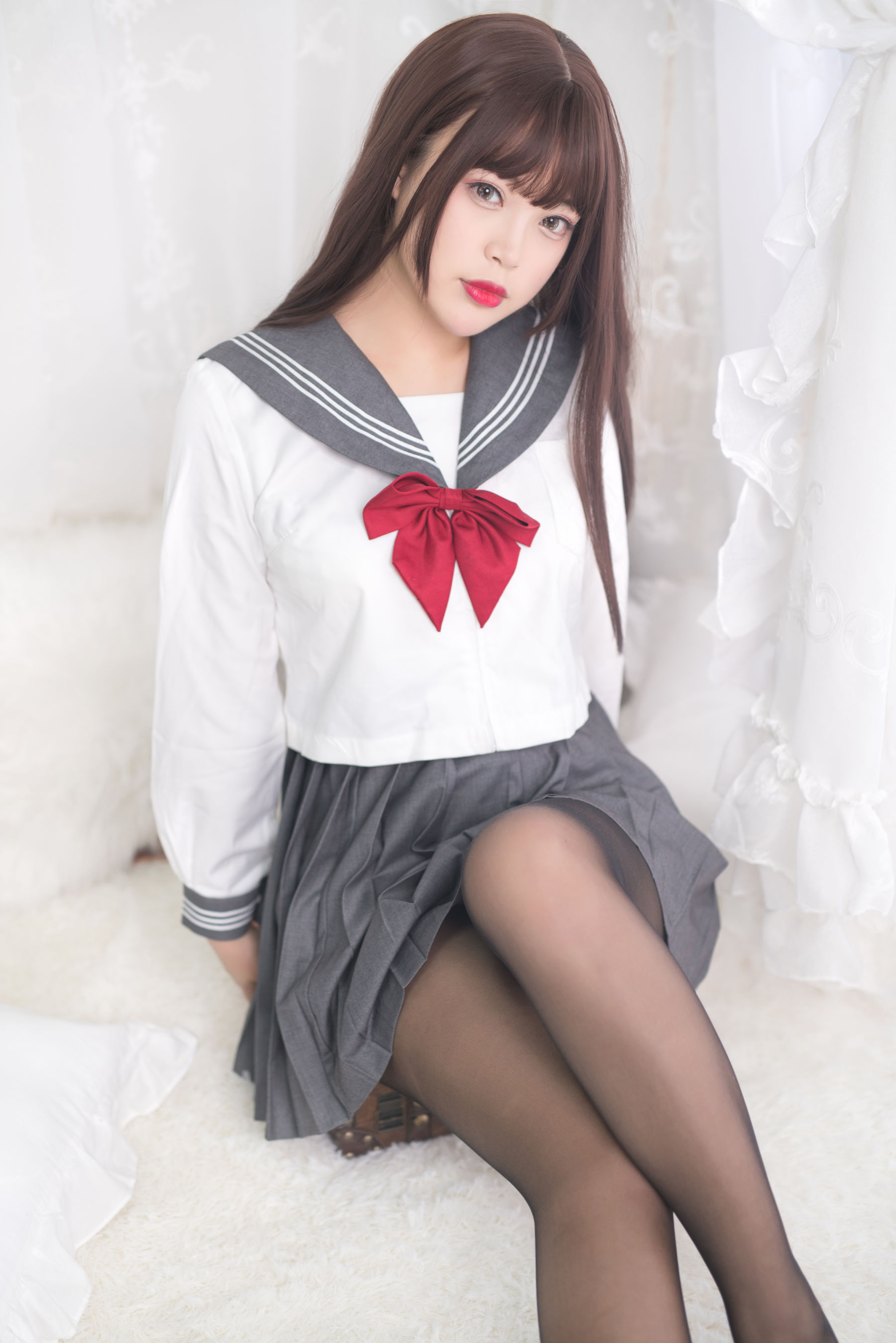 萌系小姐姐-白烨- - 黑丝制服少女-图15