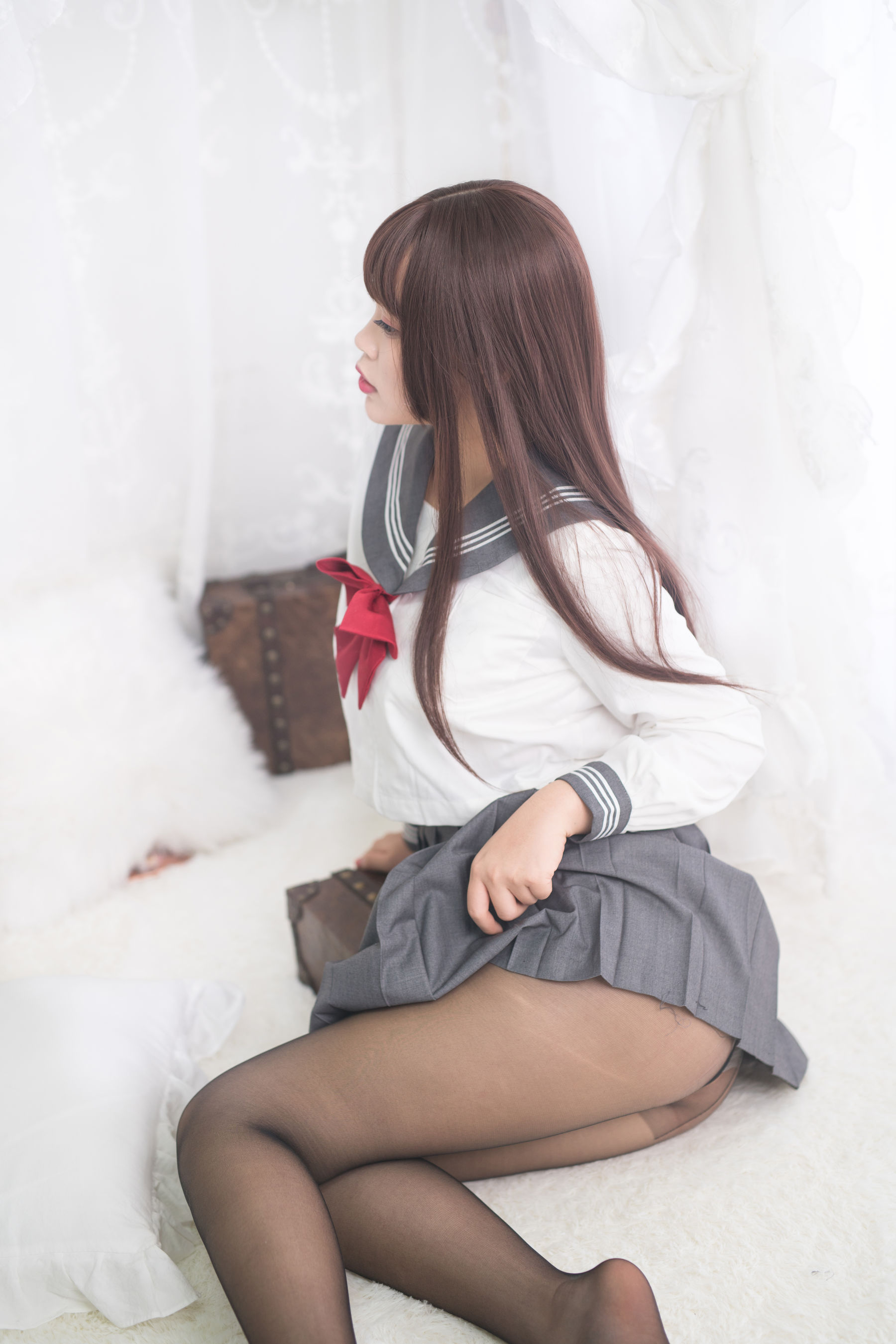 萌系小姐姐-白烨- - 黑丝制服少女-图16