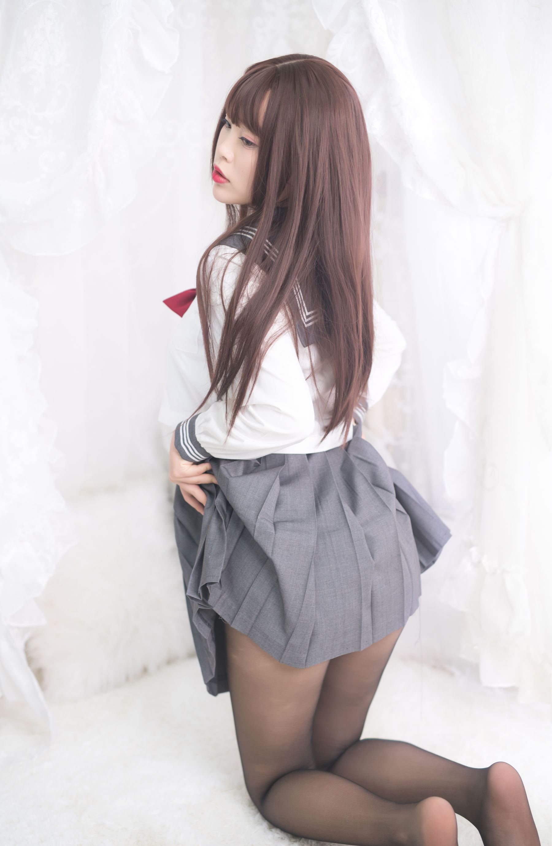 萌系小姐姐-白烨- - 黑丝制服少女-图21