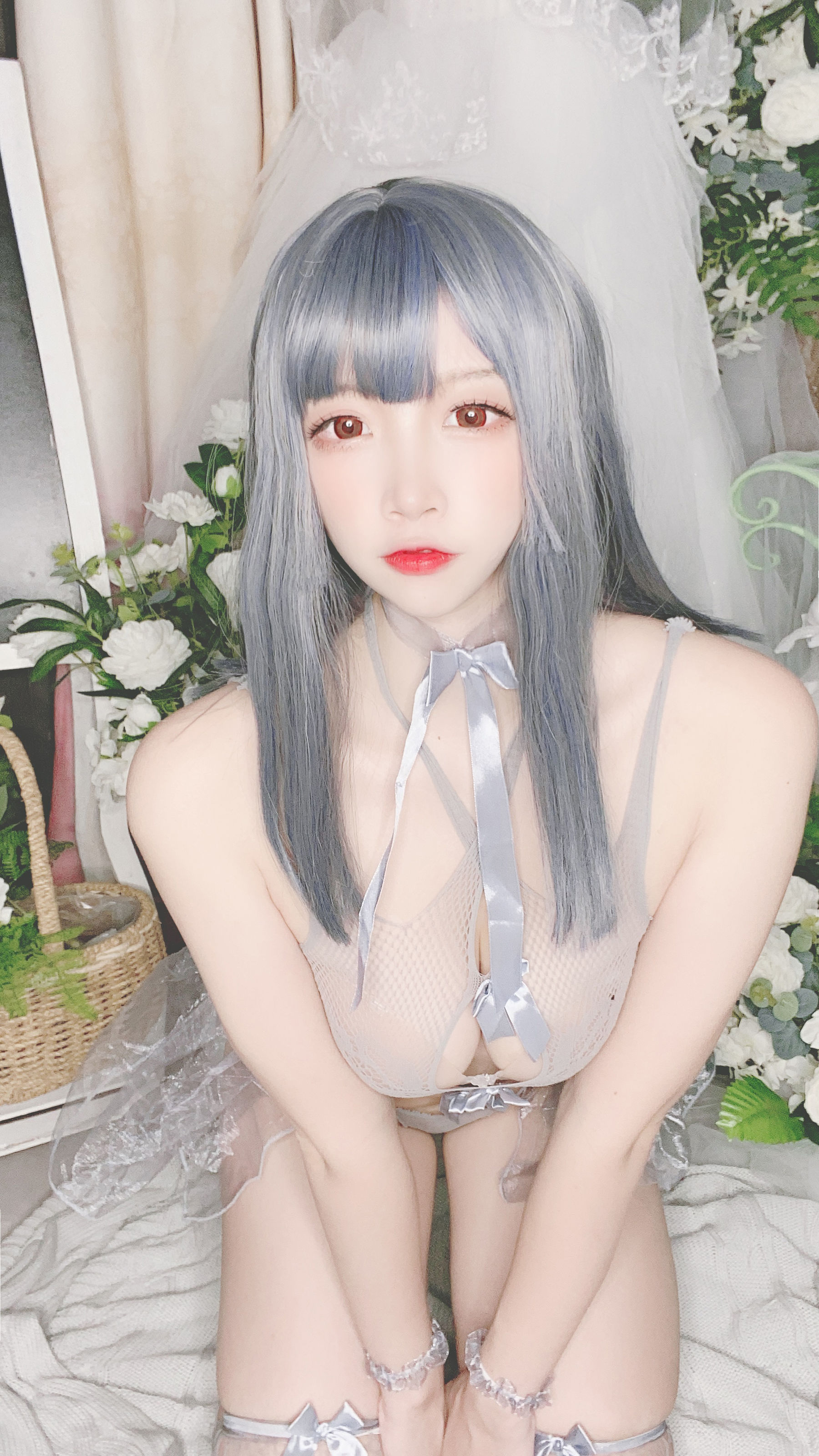 人气Coser二佐Nisa - 蓝色网状比基尼-图28