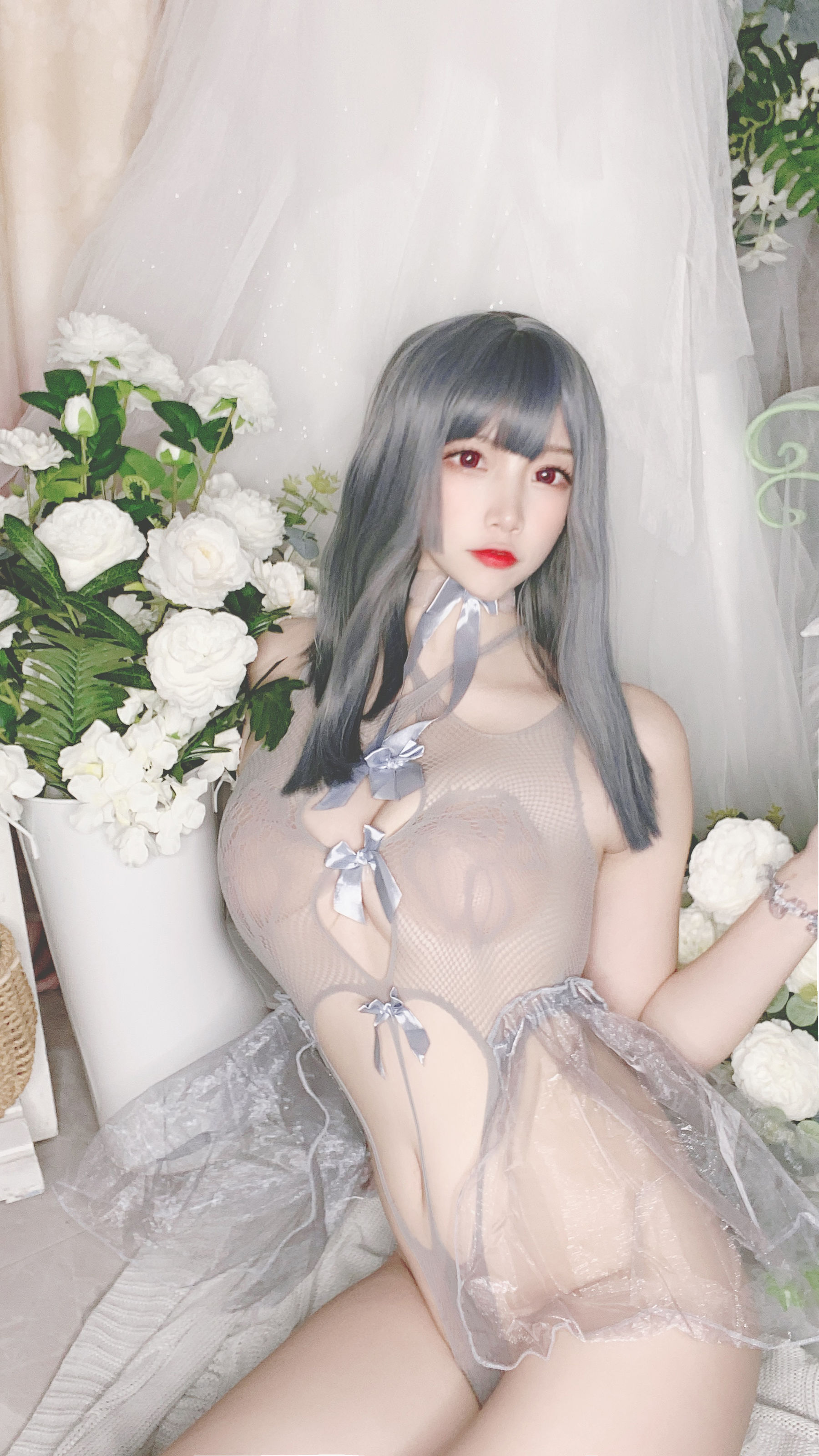人气Coser二佐Nisa - 蓝色网状比基尼-图2