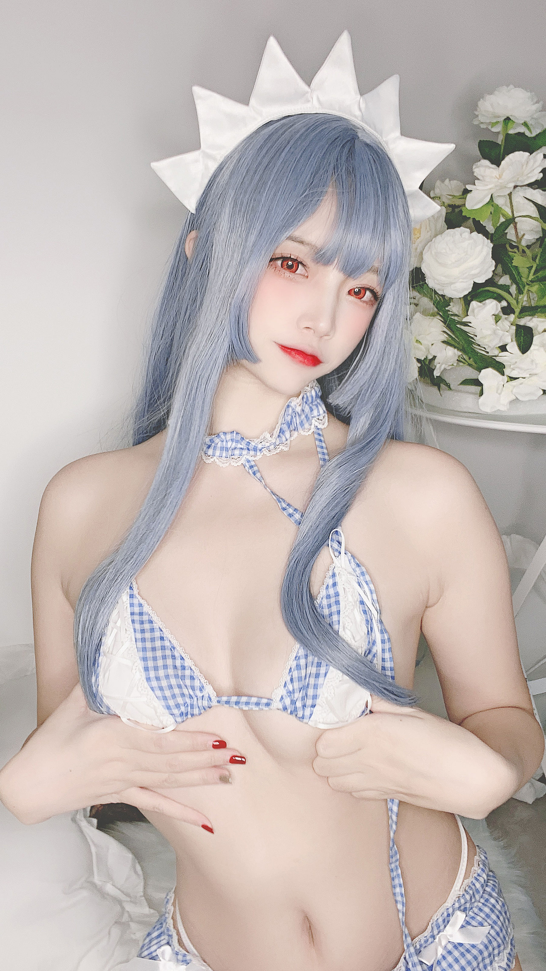 人气Coser二佐Nisa - 蓝格比基尼女仆-图11