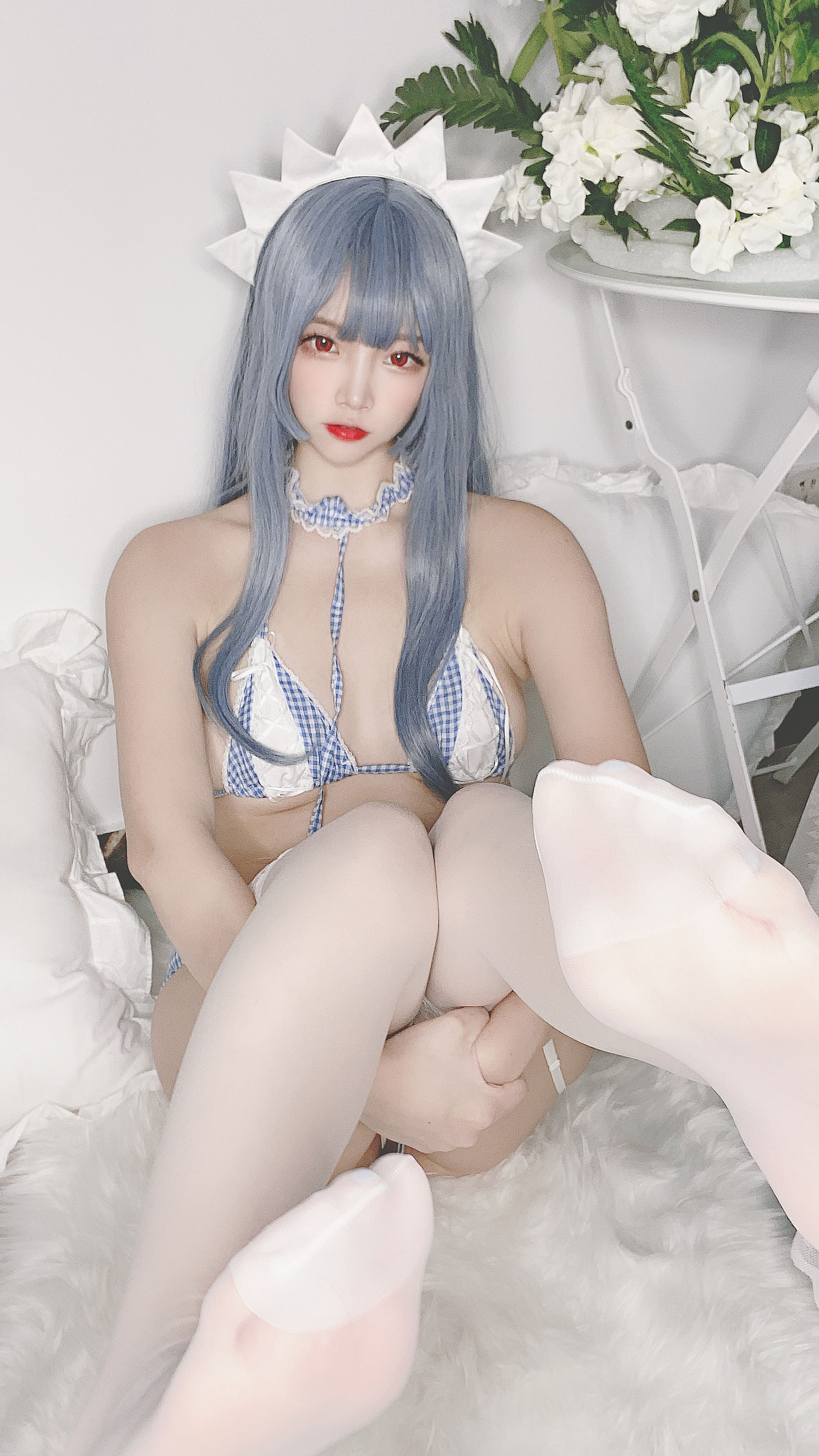 人气Coser二佐Nisa - 蓝格比基尼女仆-图13