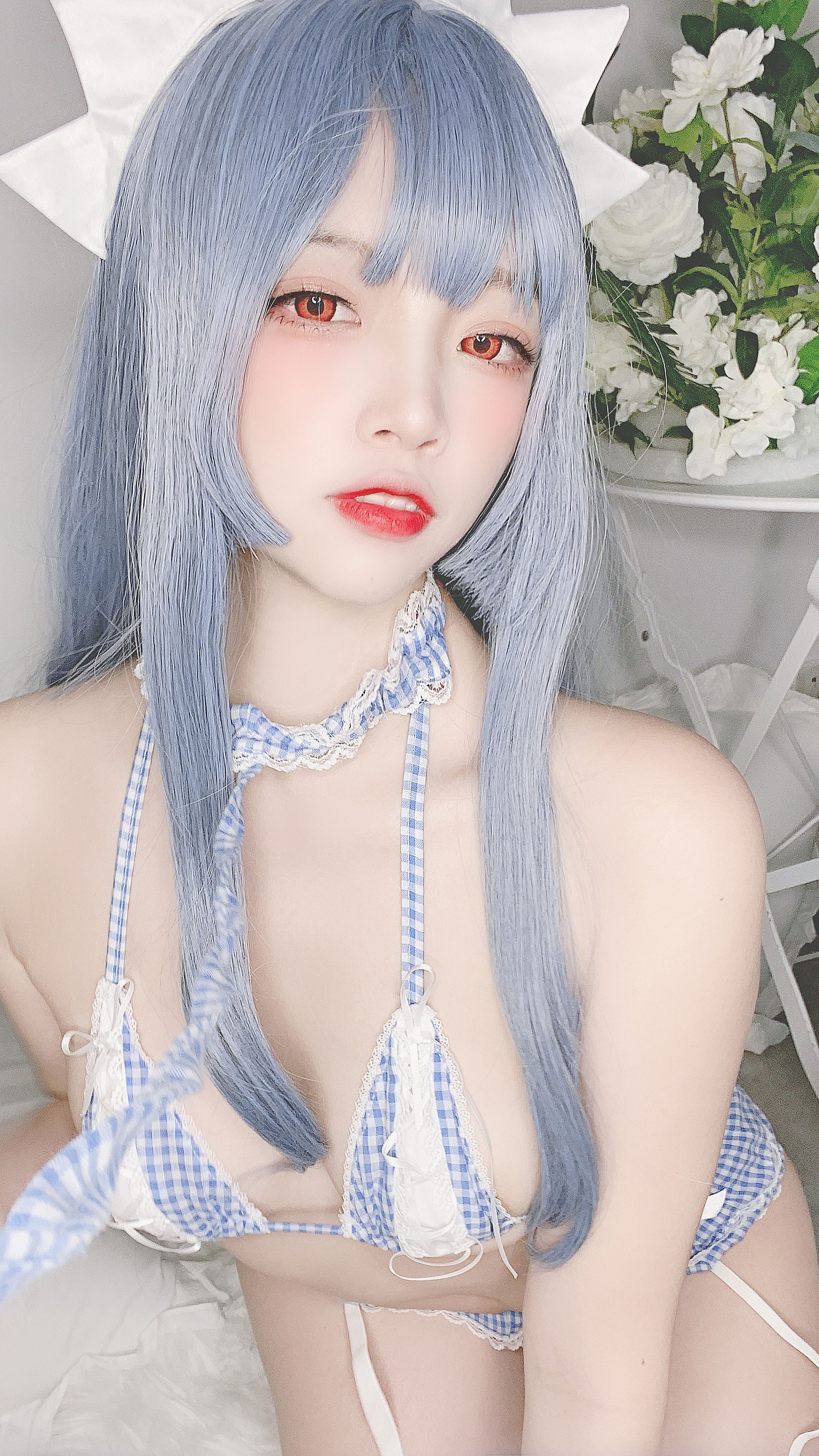 人气Coser二佐Nisa - 蓝格比基尼女仆-图19