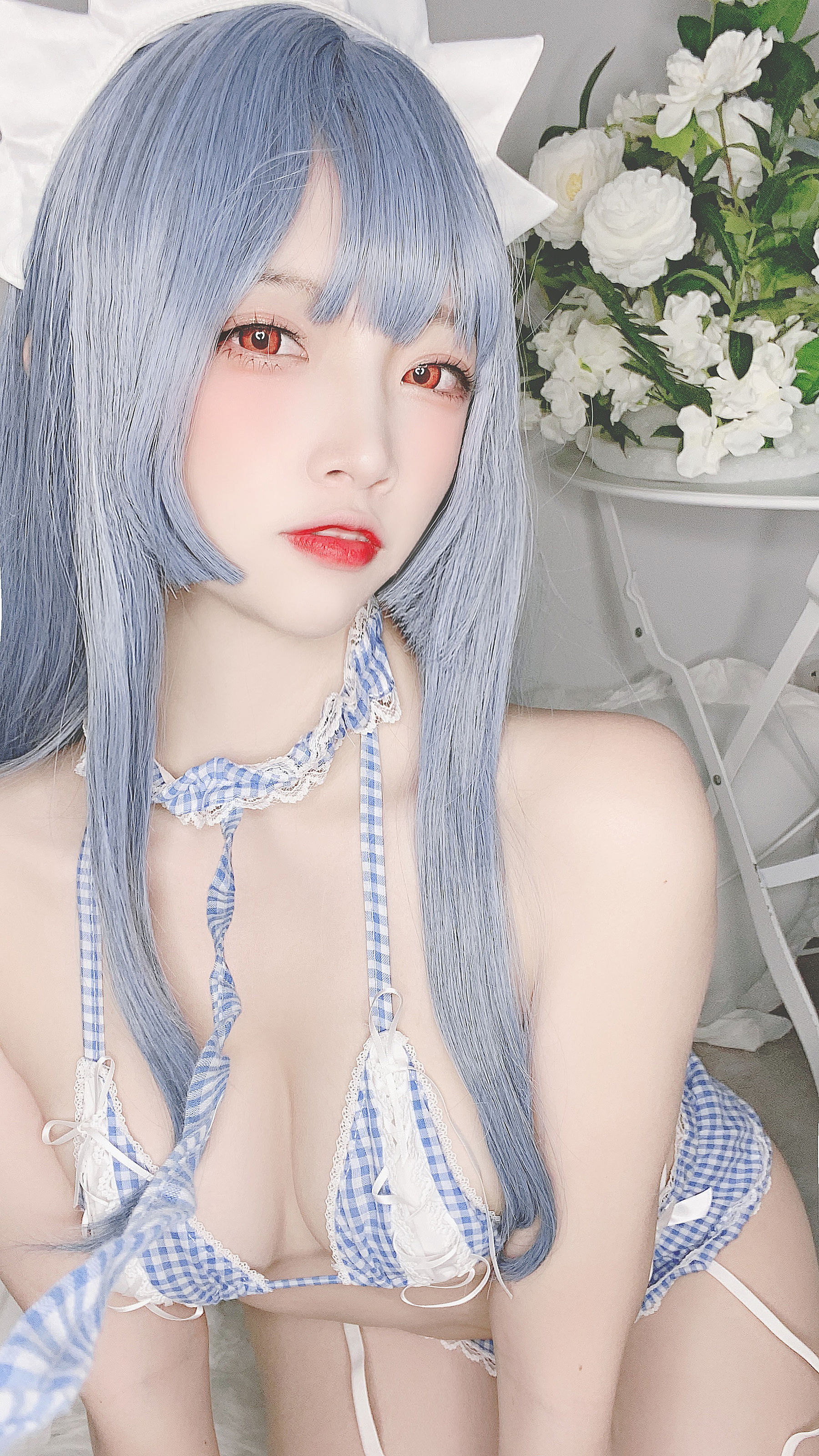 人气Coser二佐Nisa - 蓝格比基尼女仆-图20
