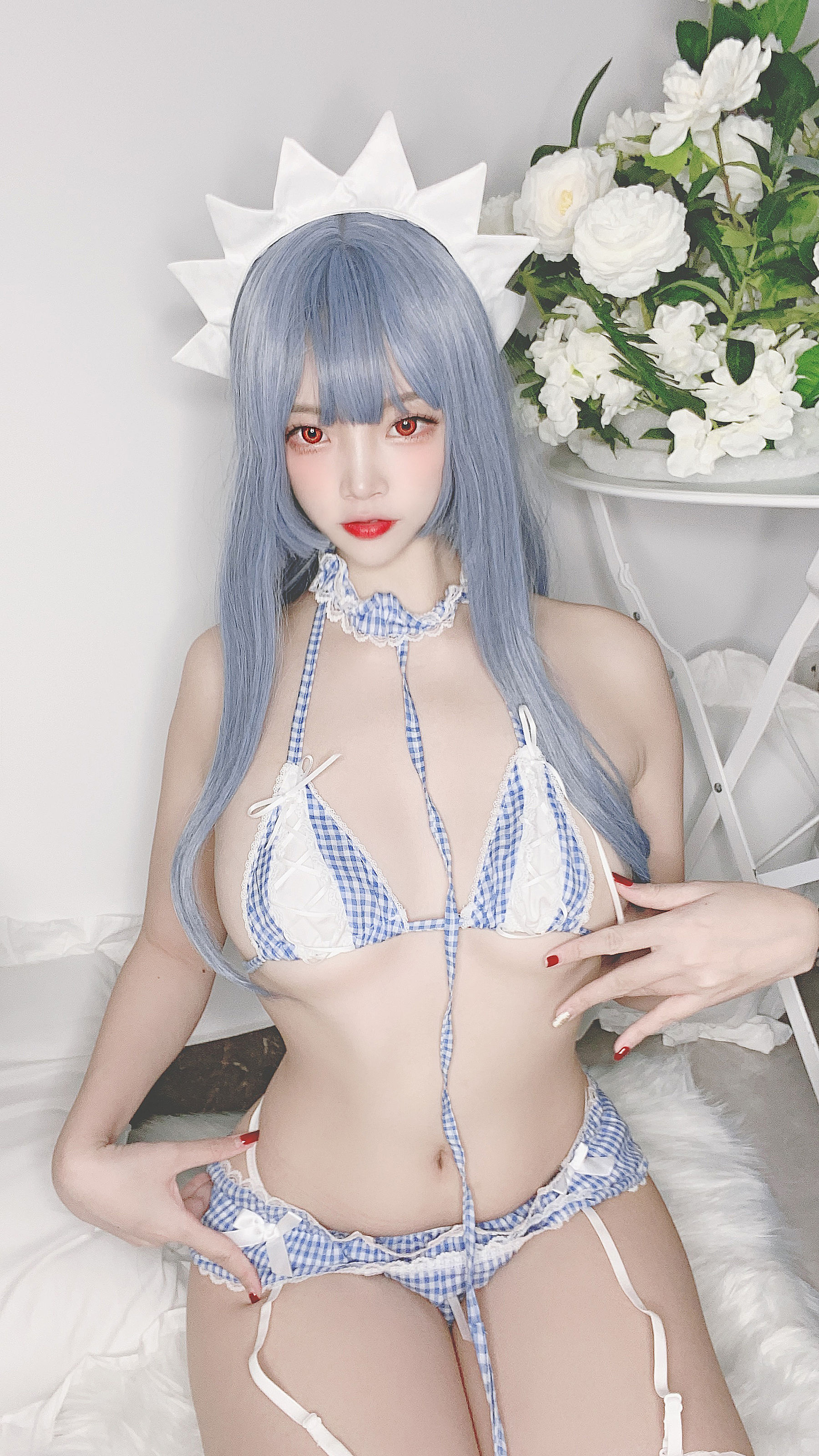 人气Coser二佐Nisa - 蓝格比基尼女仆-图21