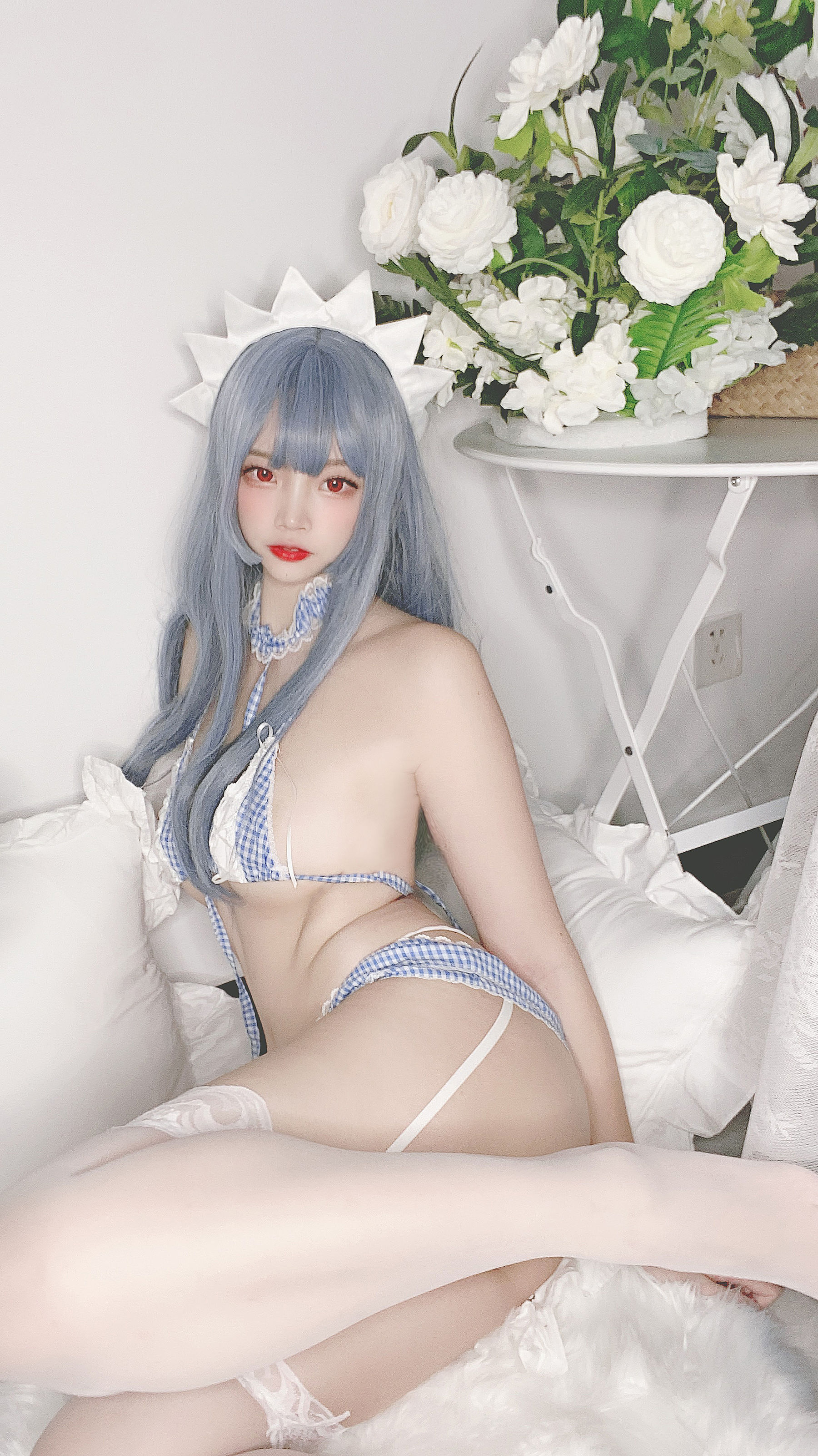 人气Coser二佐Nisa - 蓝格比基尼女仆-图31