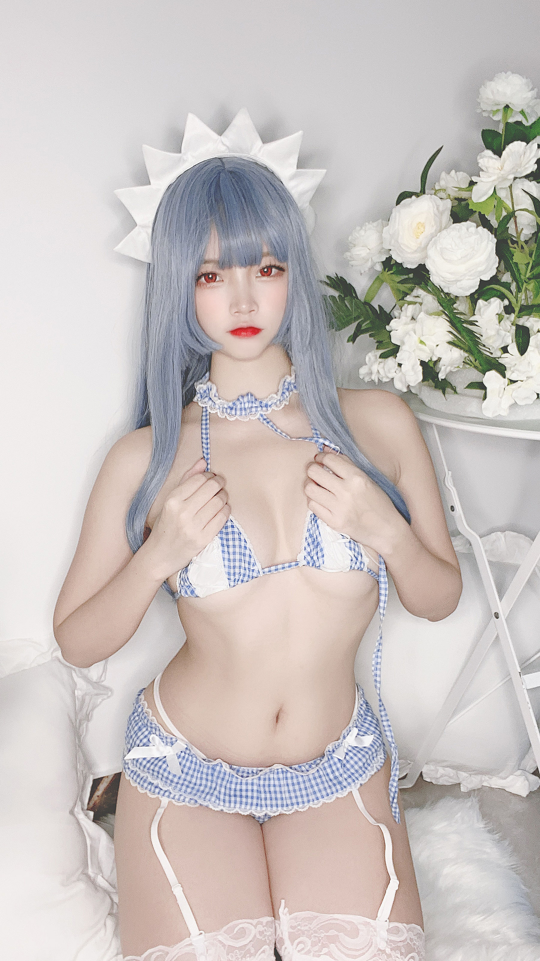 人气Coser二佐Nisa - 蓝格比基尼女仆-图8