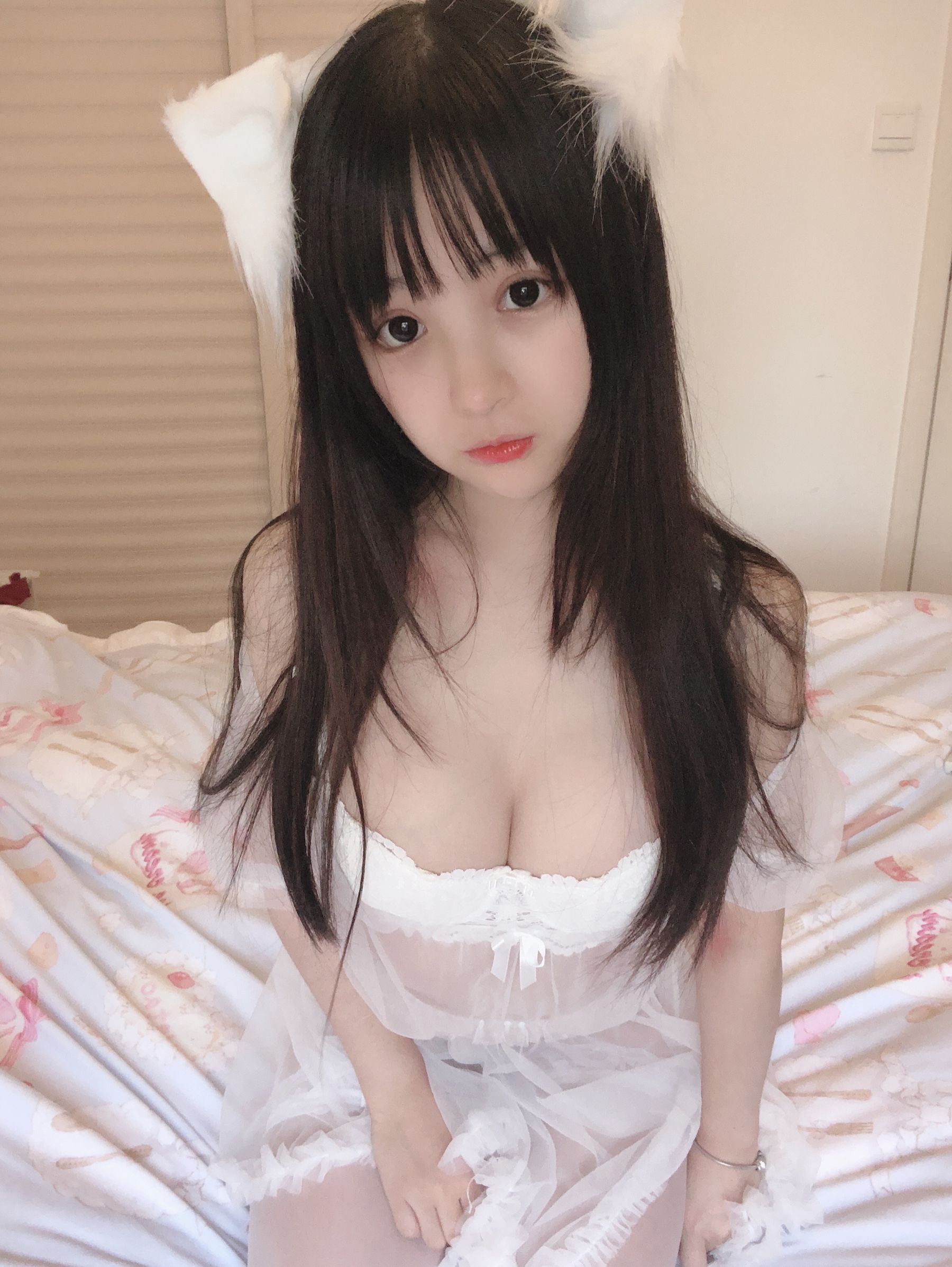 桜井宁宁 - 小白猫 蕾丝内衣-图9