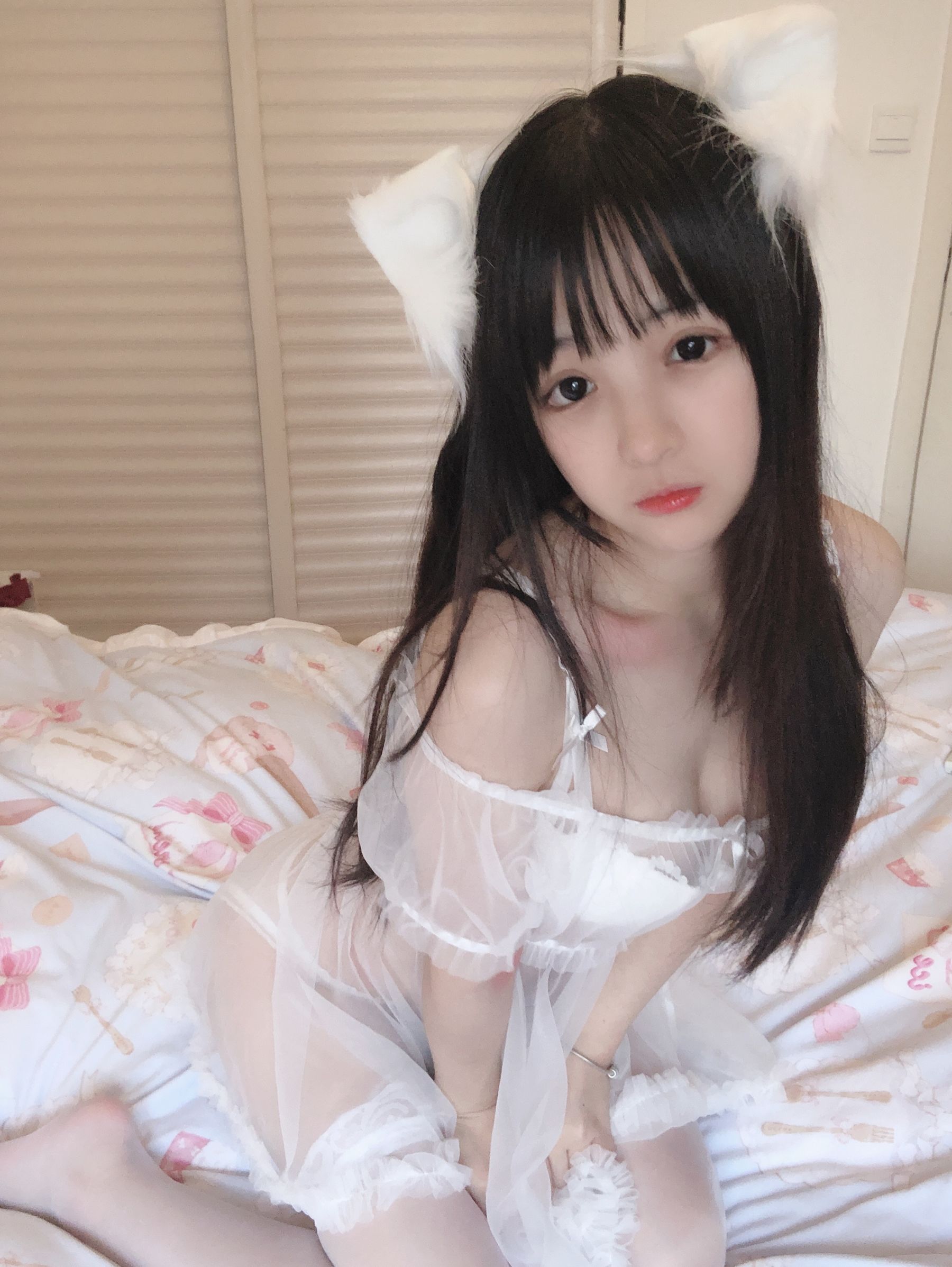 桜井宁宁 - 小白猫 蕾丝内衣-图12