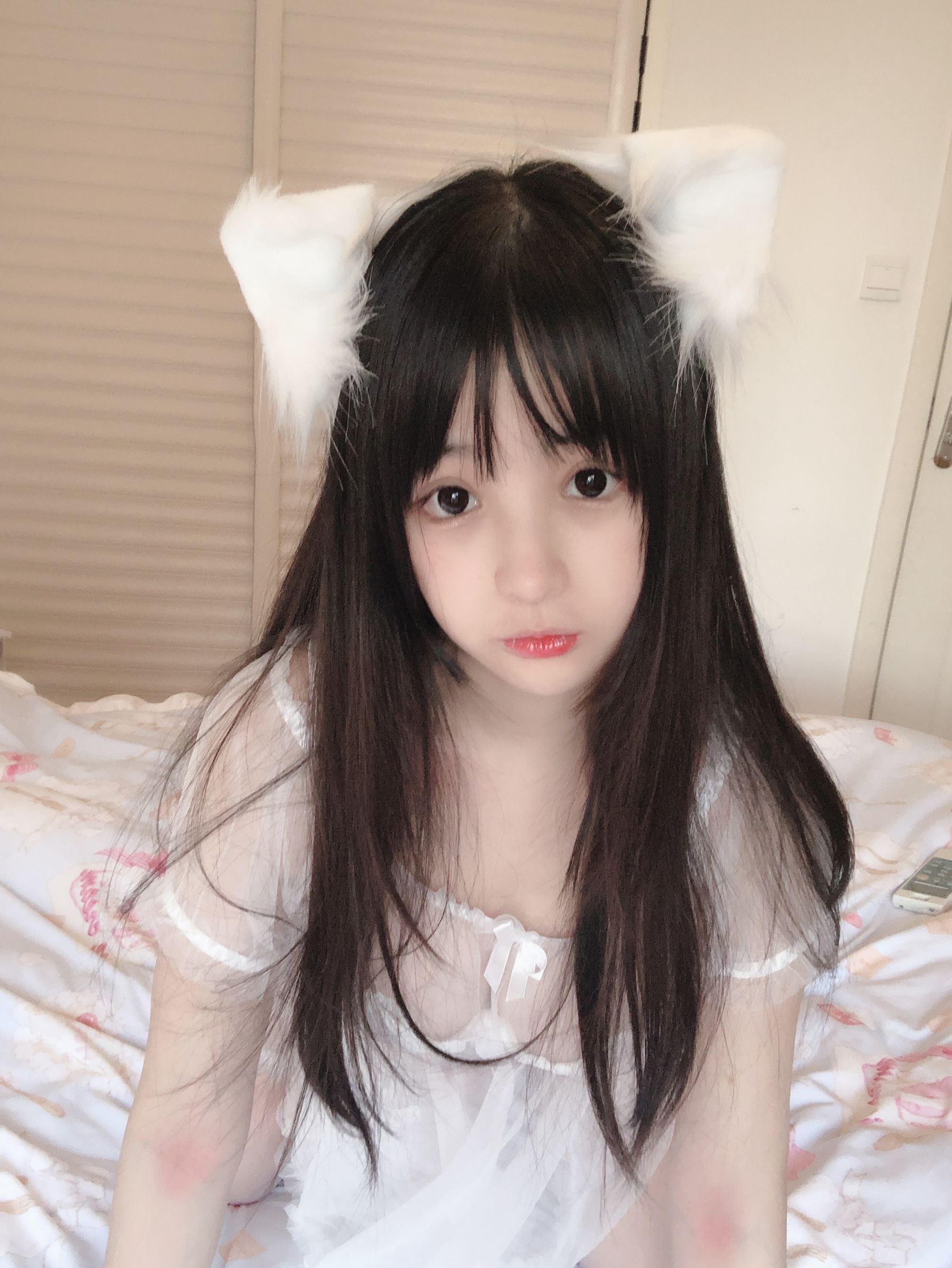 桜井宁宁 - 小白猫 蕾丝内衣-图18