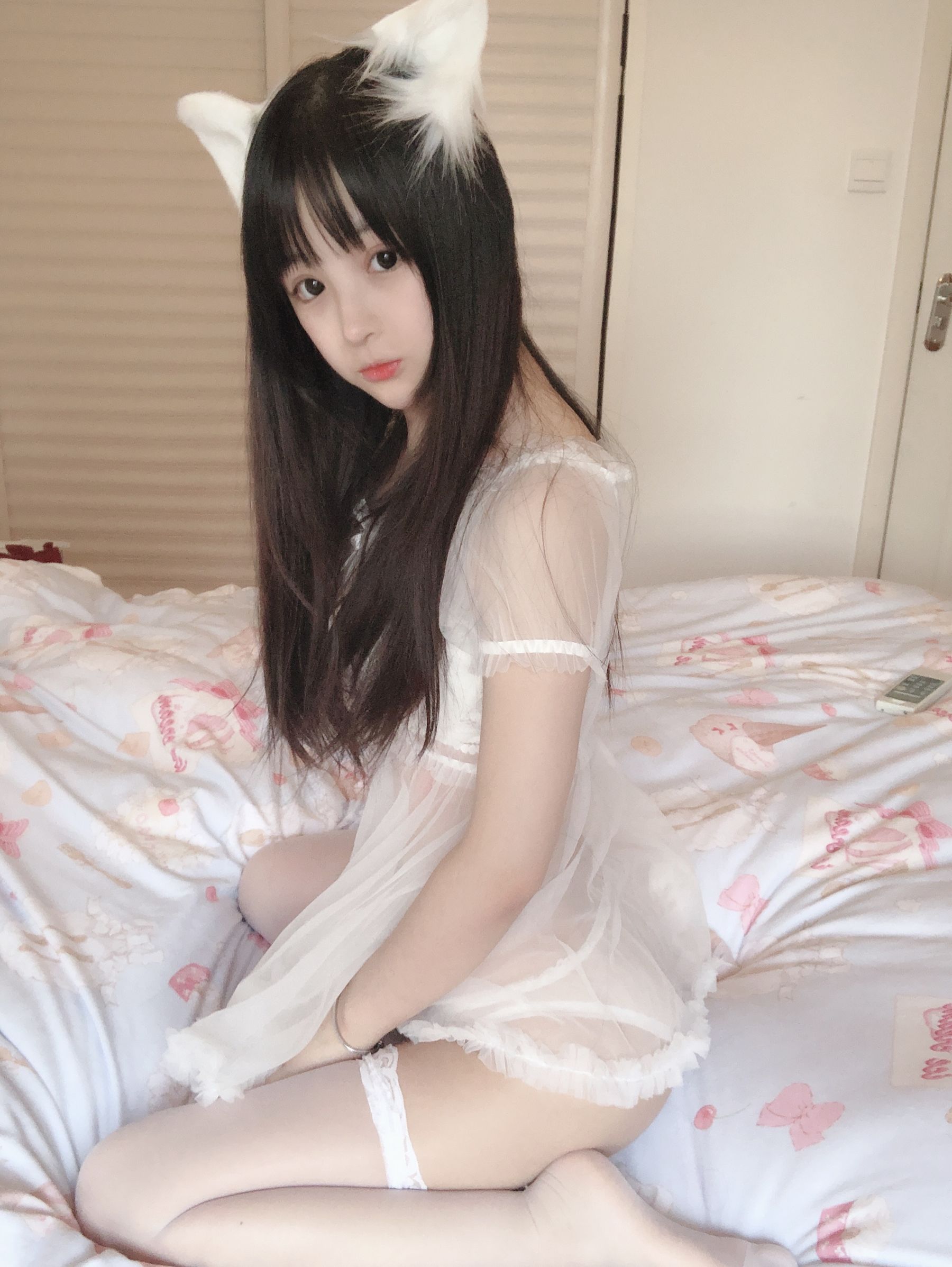桜井宁宁 - 小白猫 蕾丝内衣-图24