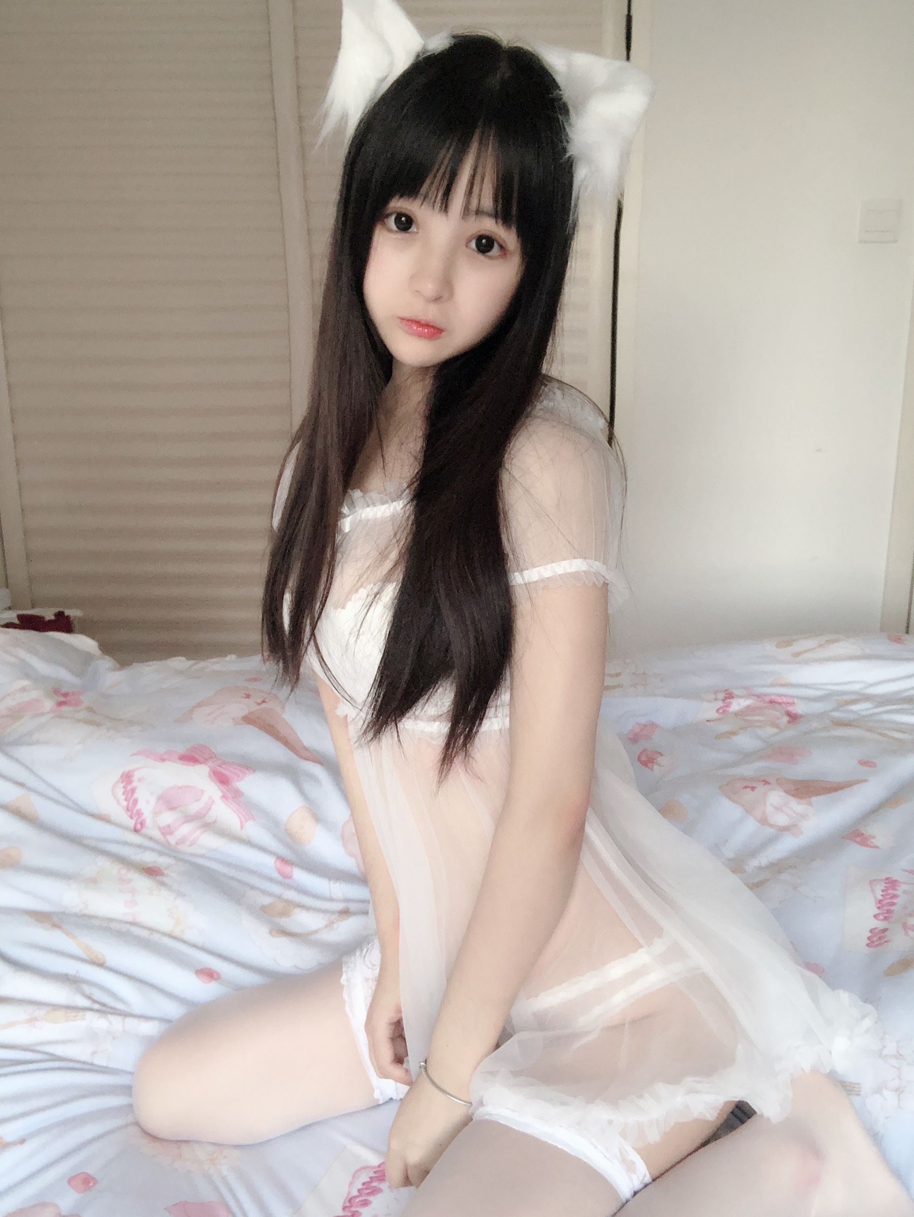 桜井宁宁 - 小白猫 蕾丝内衣-图30
