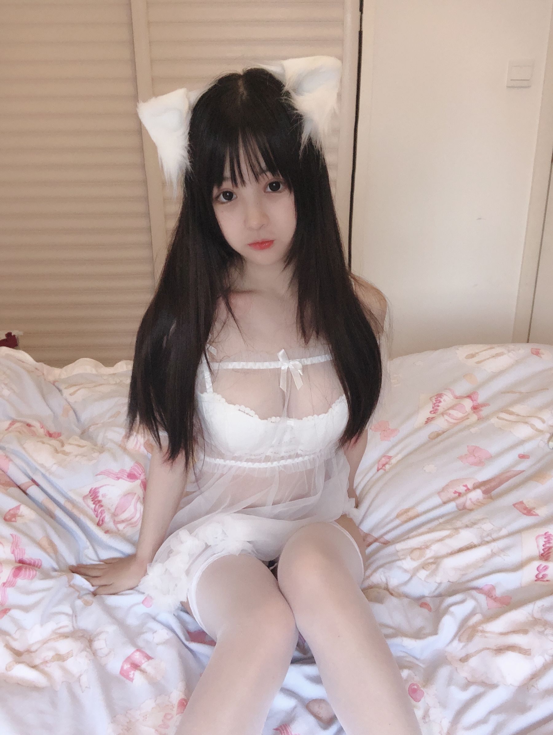 桜井宁宁 - 小白猫 蕾丝内衣-图3