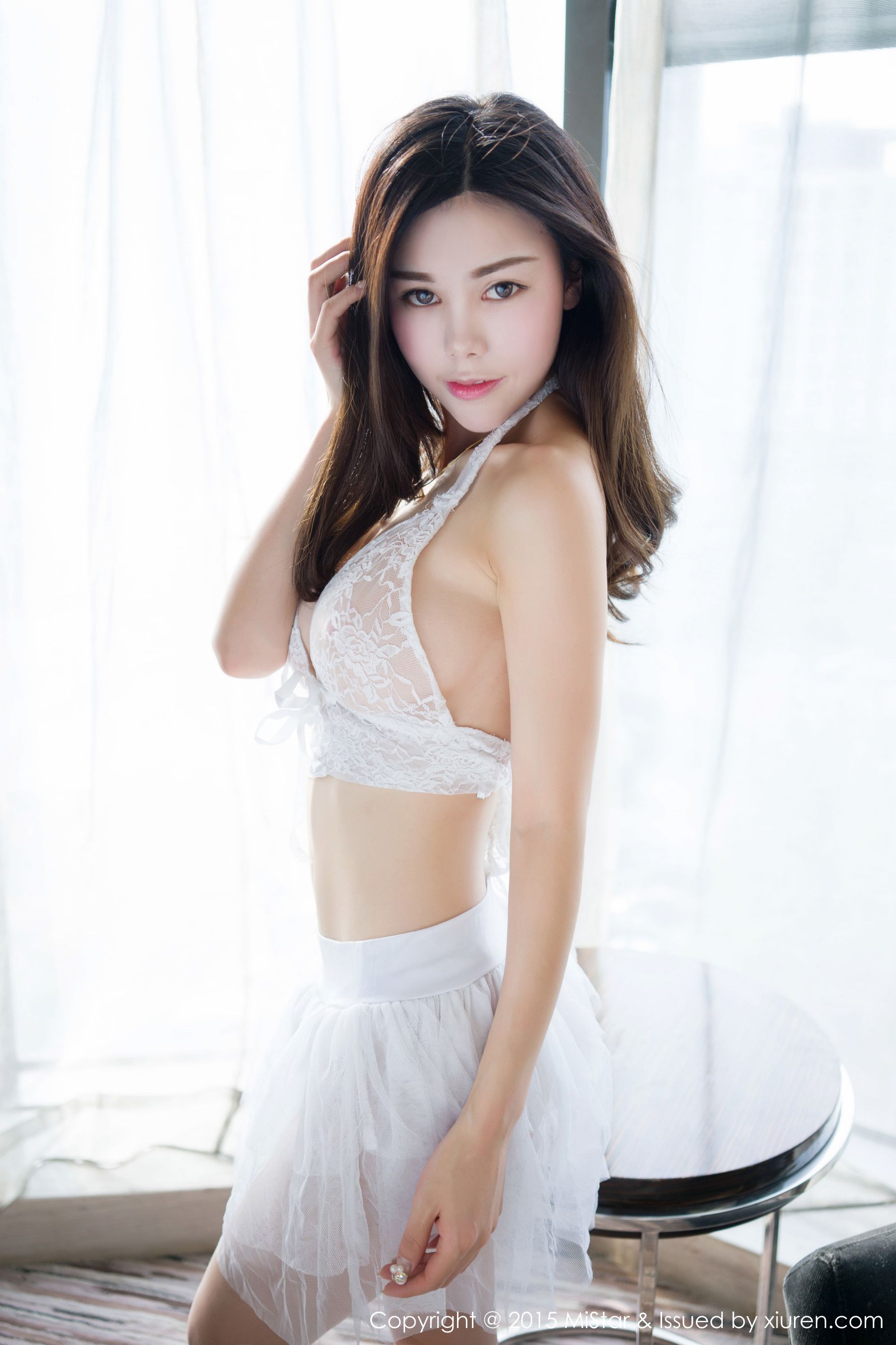 沈佳熹《蕾丝婚纱+透视针织衫》  Vol.048-图5