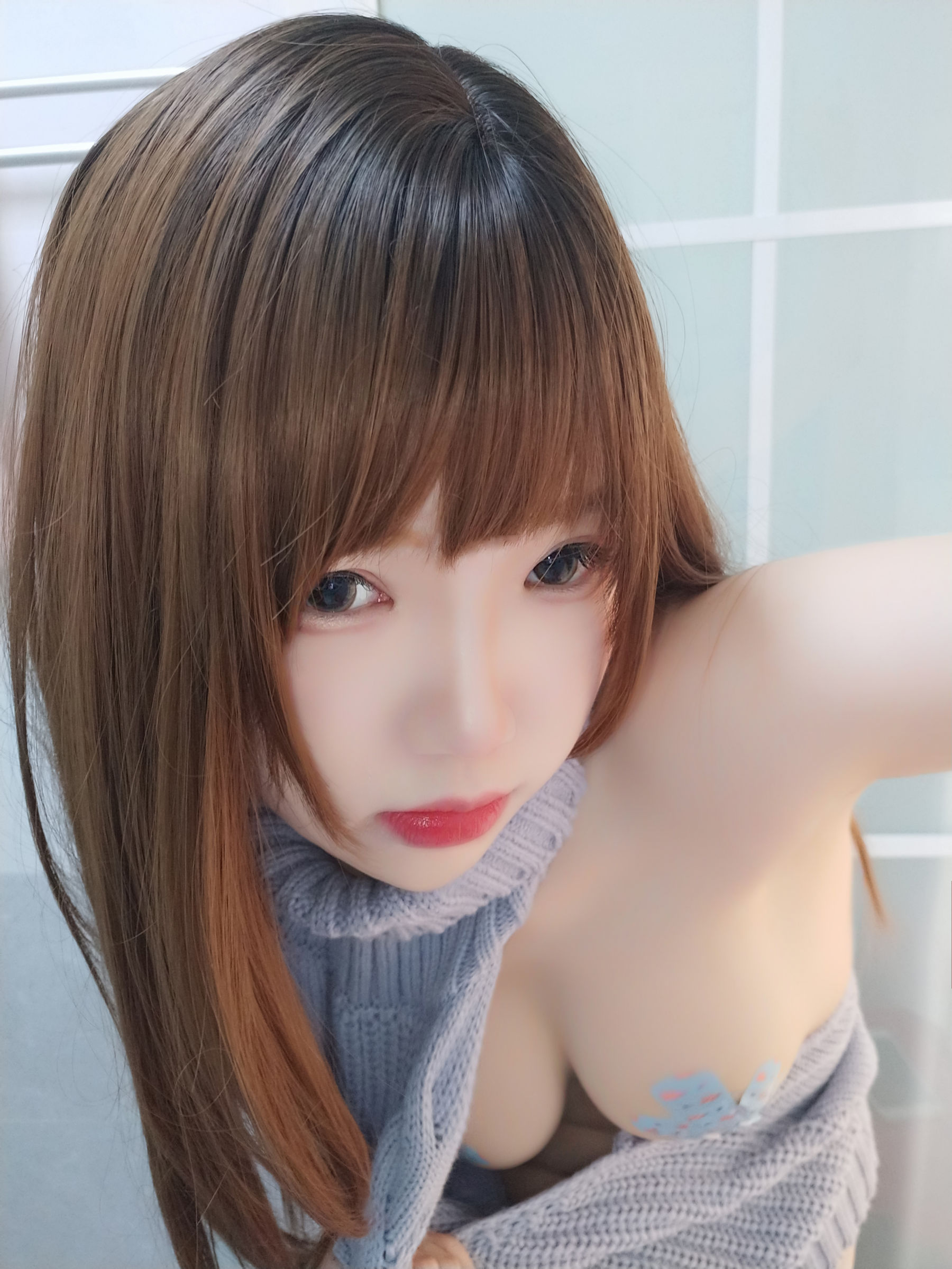 动漫博主雪晴Astra - 黑丝漏背毛衣-图91
