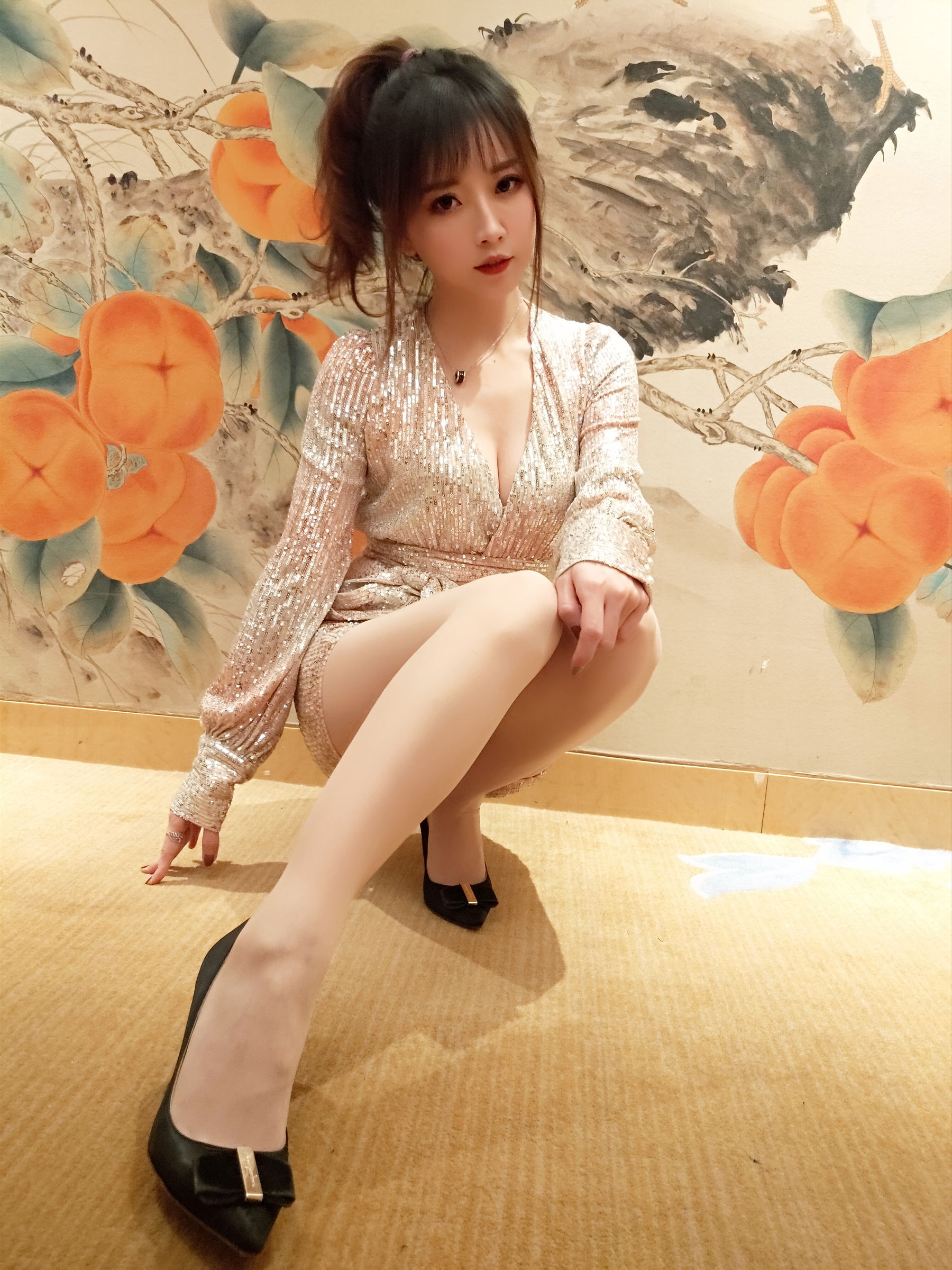 斗鱼主播小女巫露娜 - 亮片裙肉丝-图14