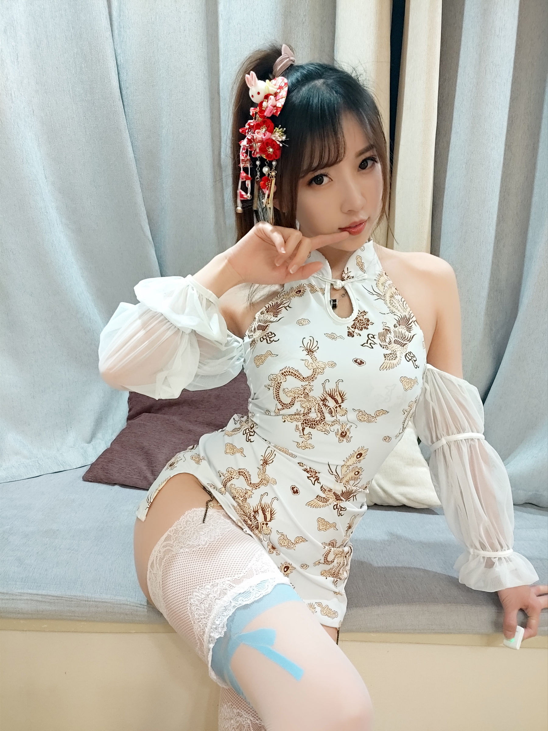 斗鱼主播小女巫露娜 - 白色蕾丝长筒-图19
