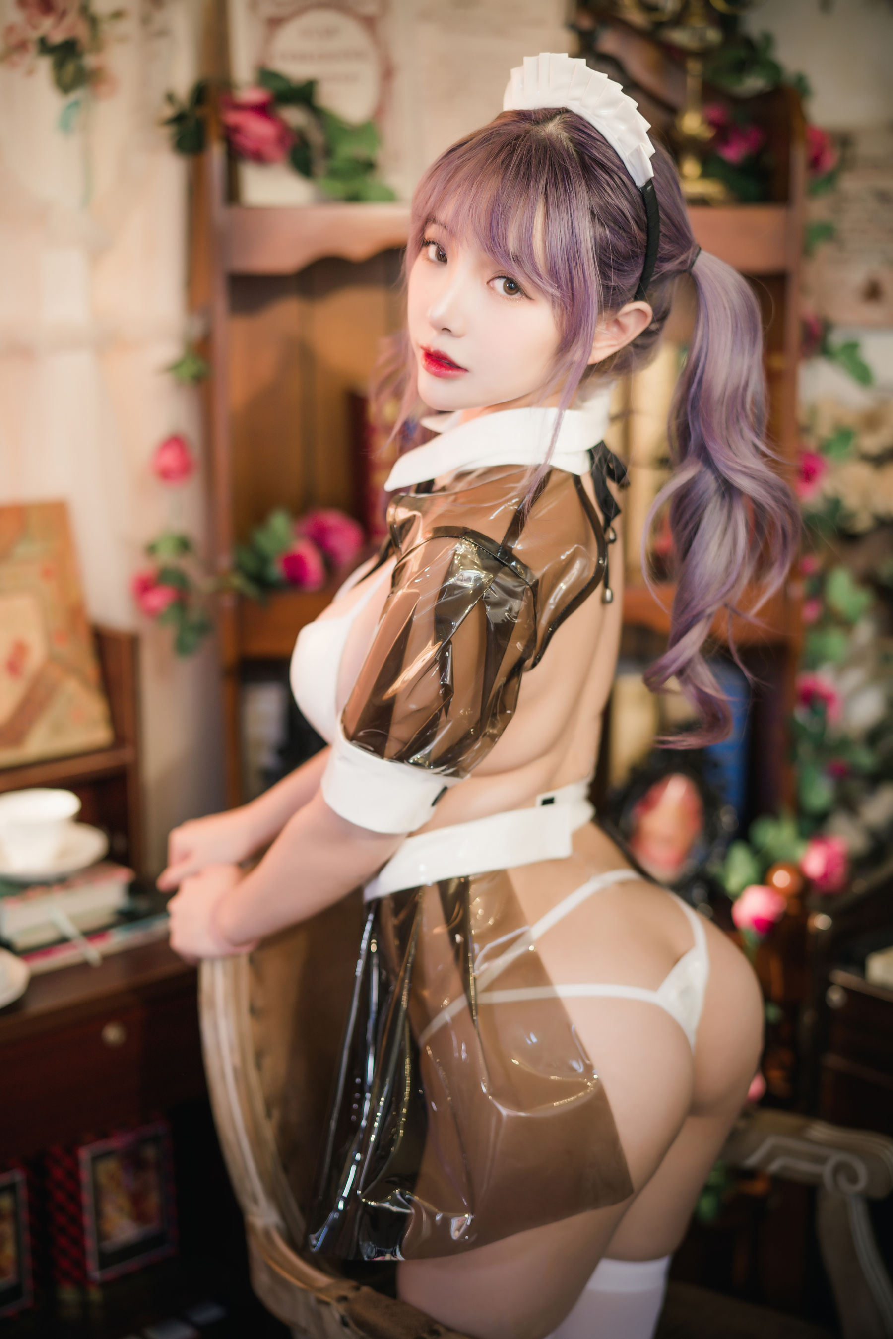 动漫博主雯妹 - 透明皮衣女仆-图4
