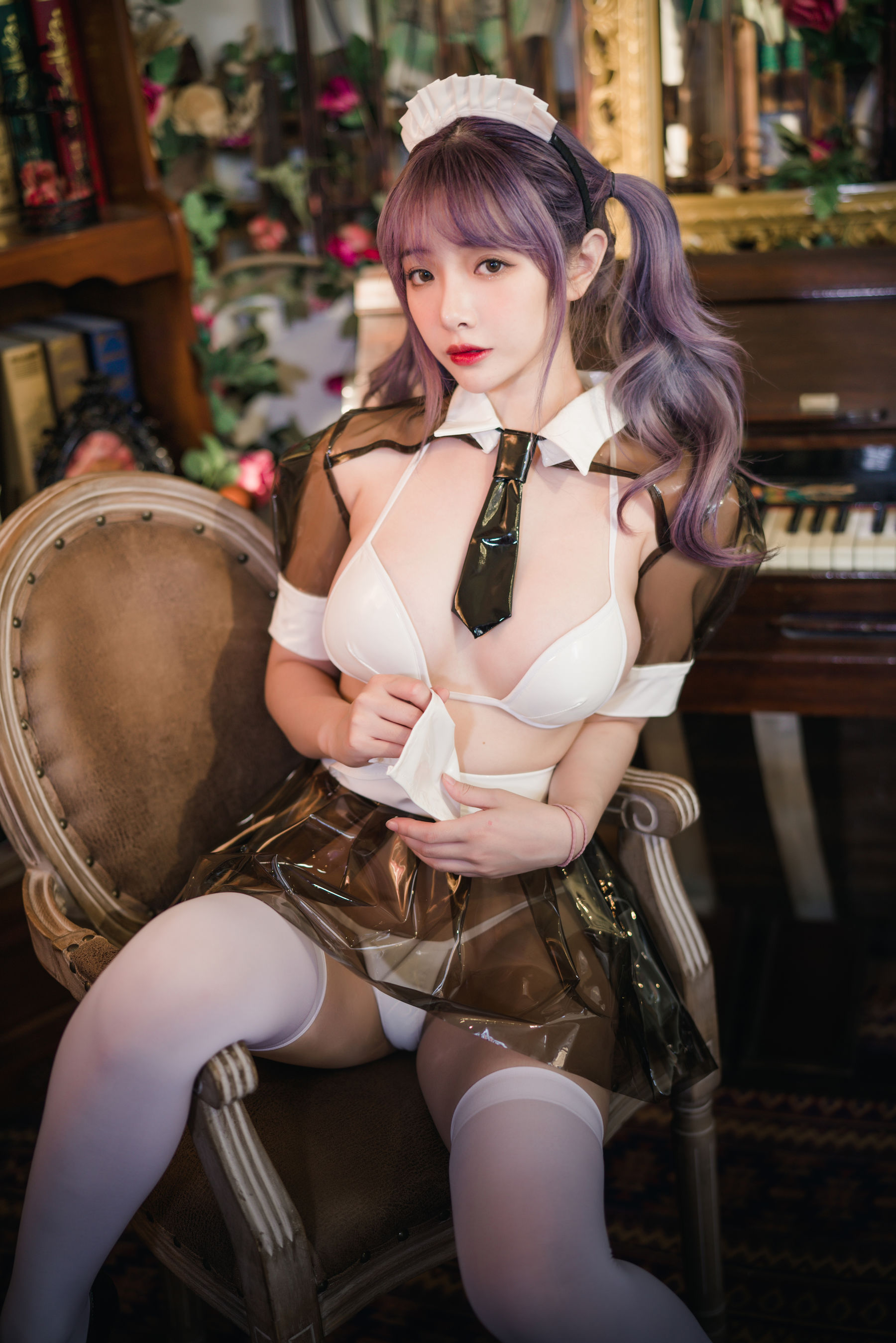 动漫博主雯妹 - 透明皮衣女仆-图8
