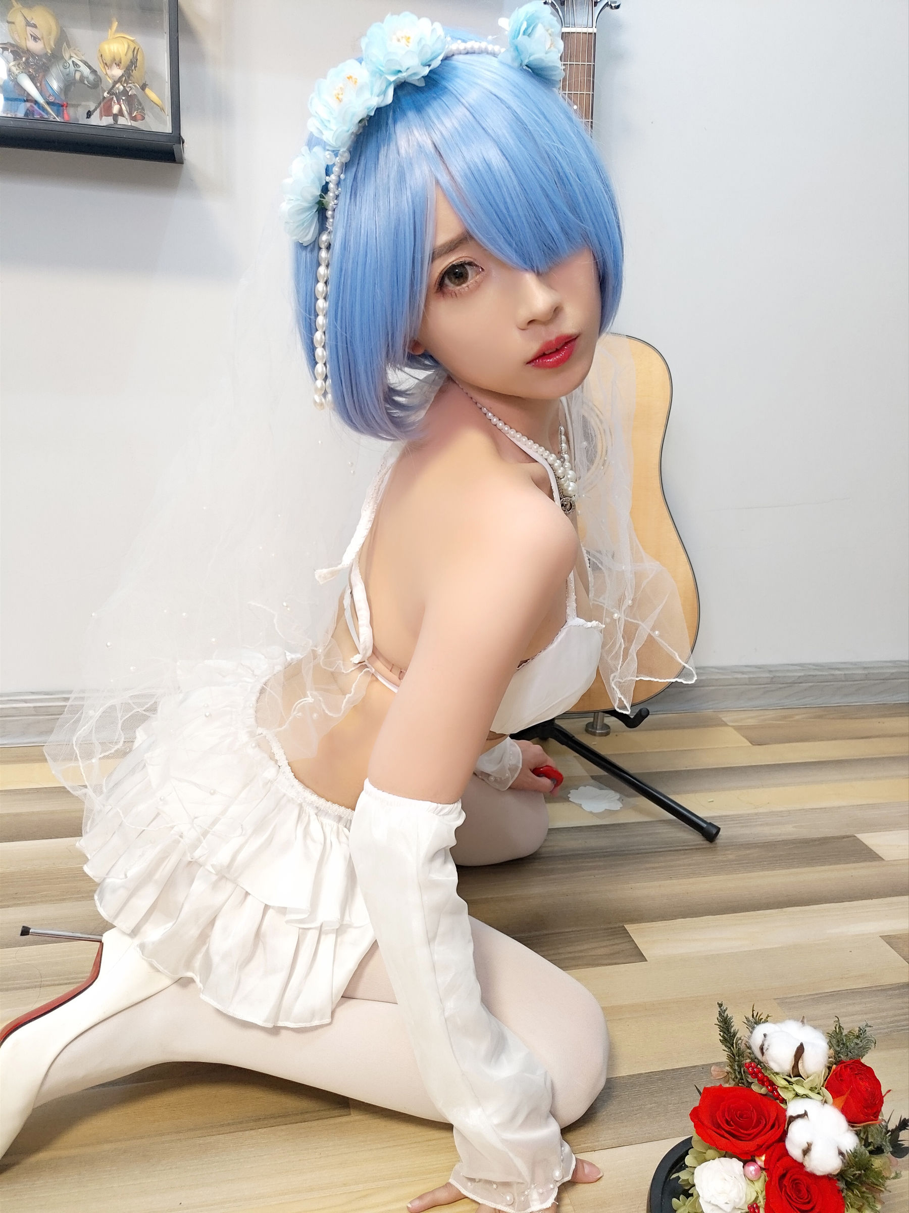 斗鱼主播小女巫露娜 - 雷姆婚纱-图19