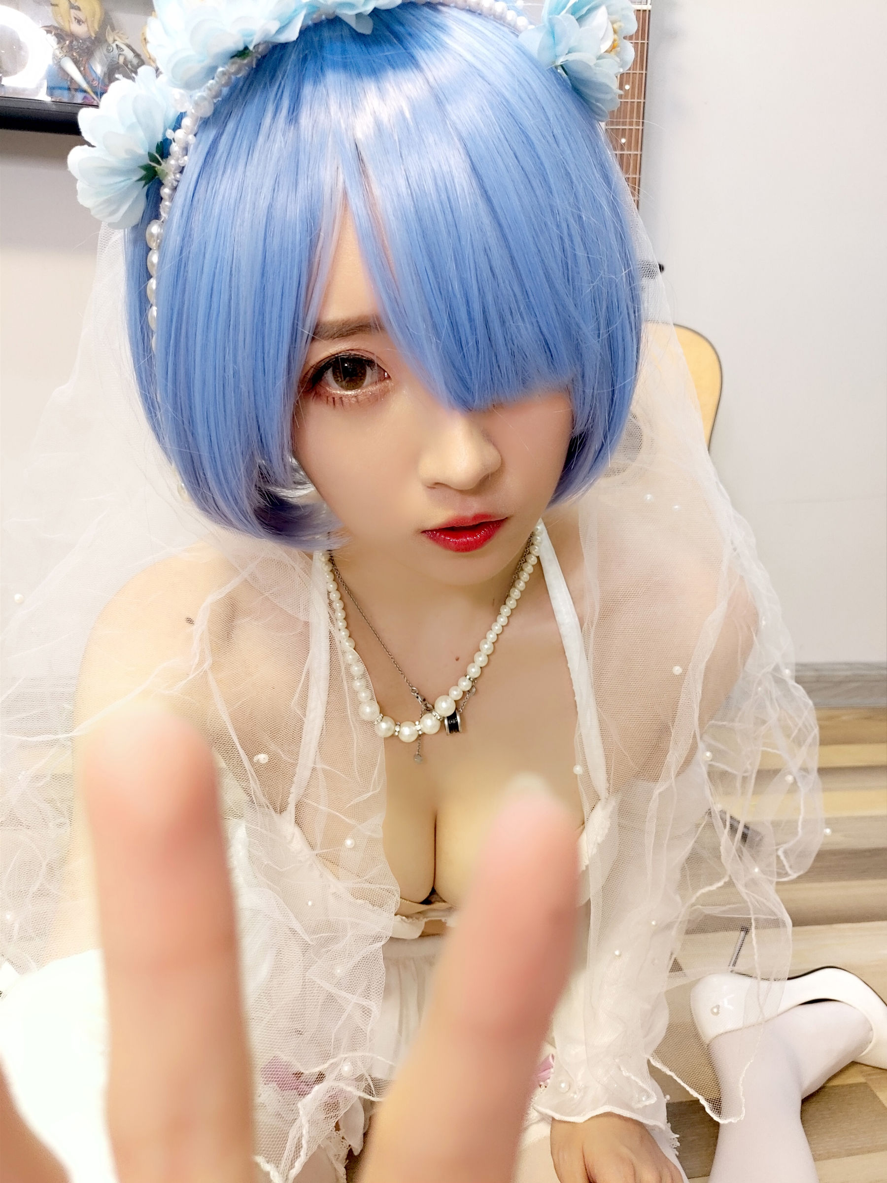 斗鱼主播小女巫露娜 - 雷姆婚纱-图21