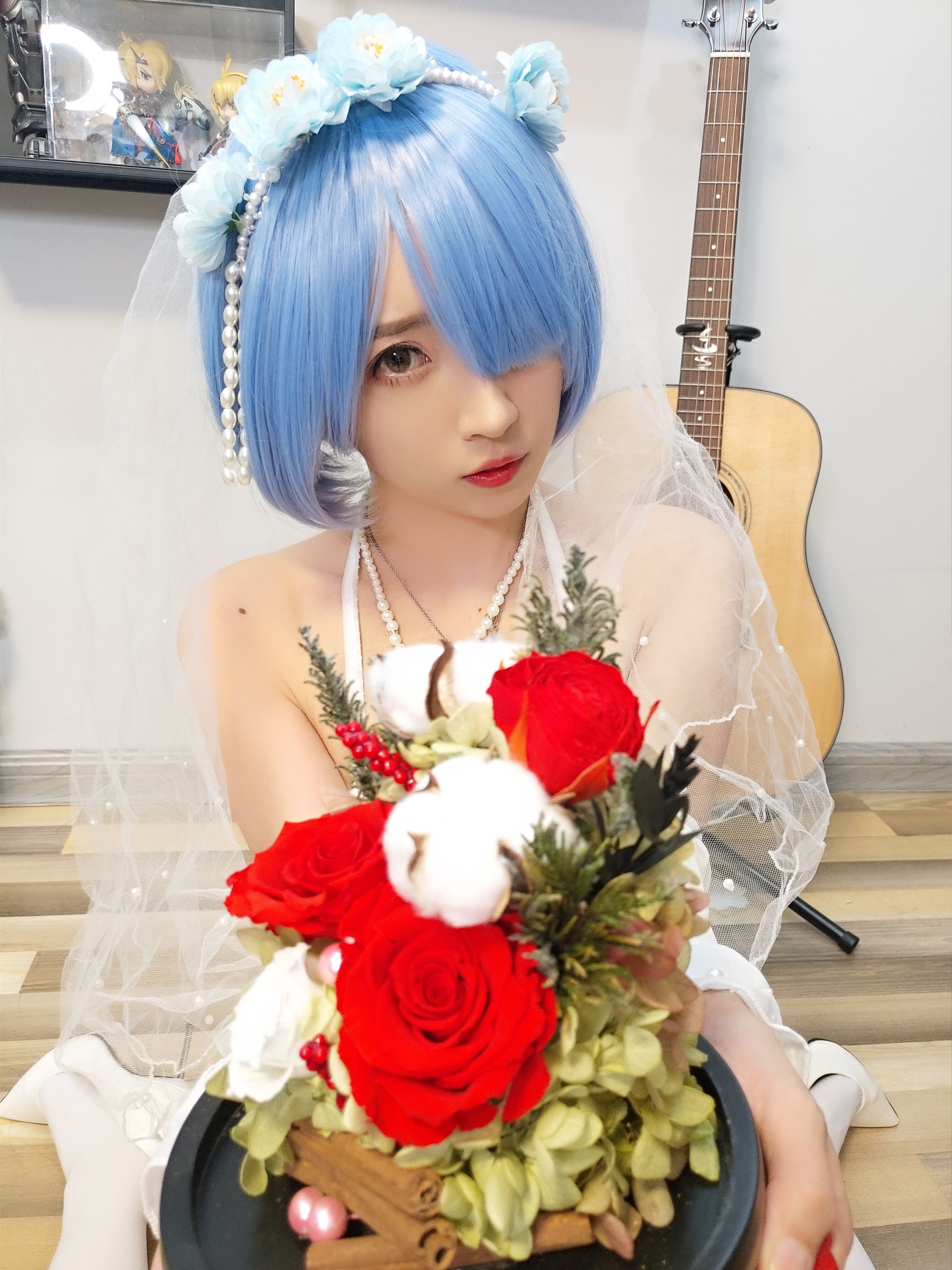 斗鱼主播小女巫露娜 - 雷姆婚纱-图24