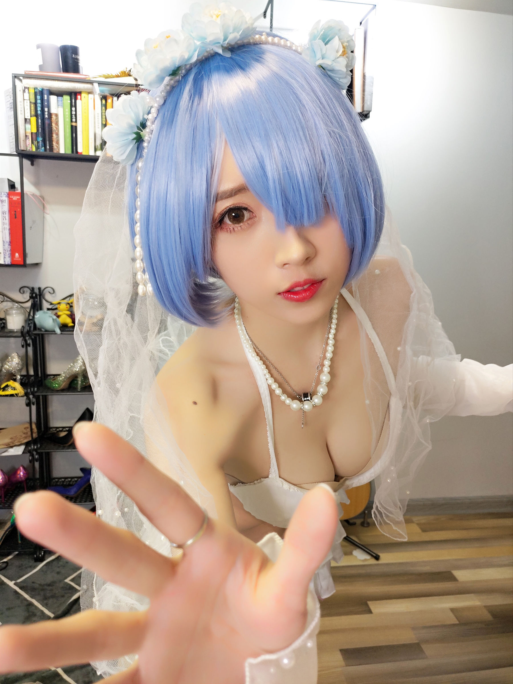 斗鱼主播小女巫露娜 - 雷姆婚纱-图26