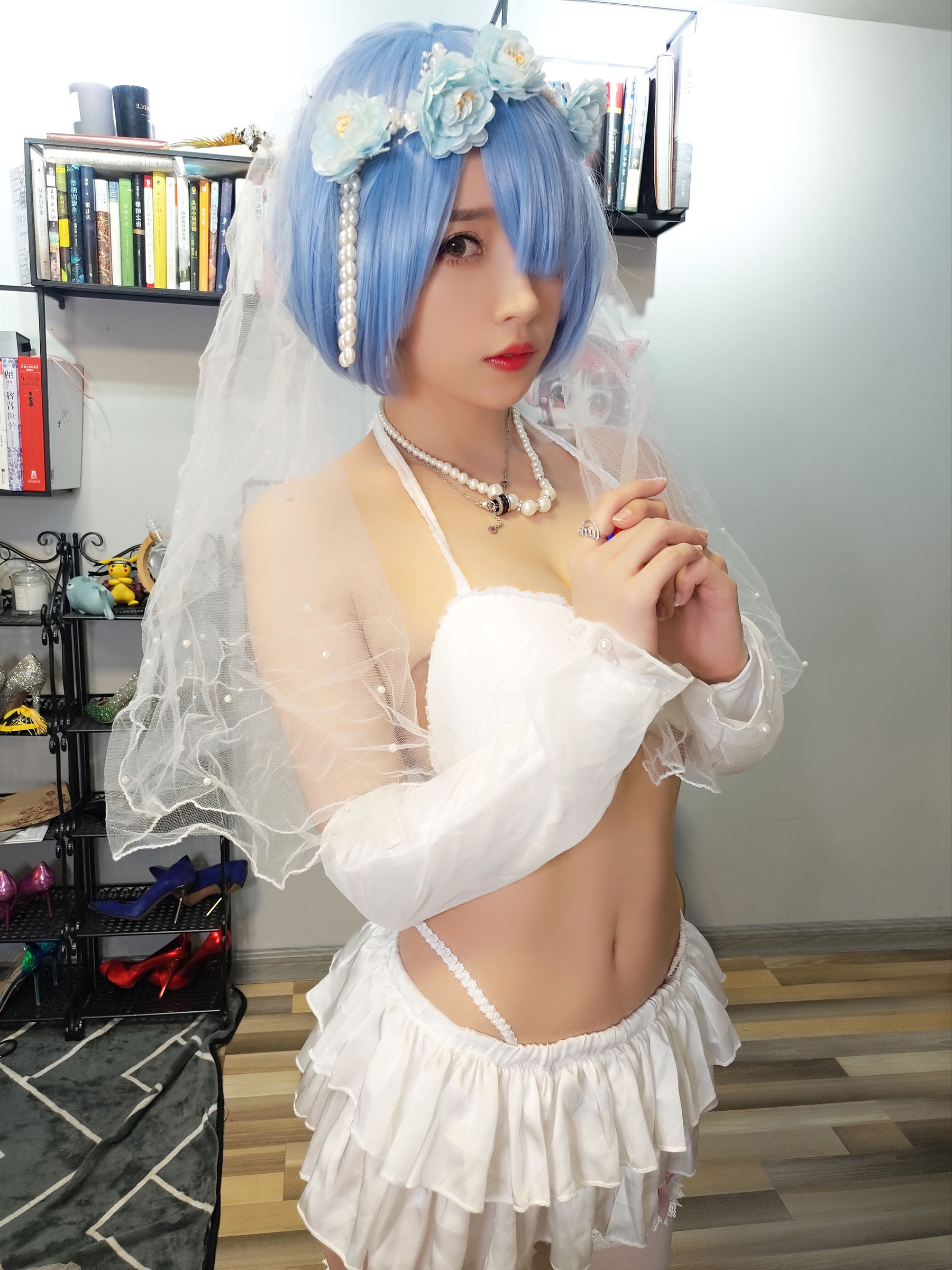 斗鱼主播小女巫露娜 - 雷姆婚纱-图28