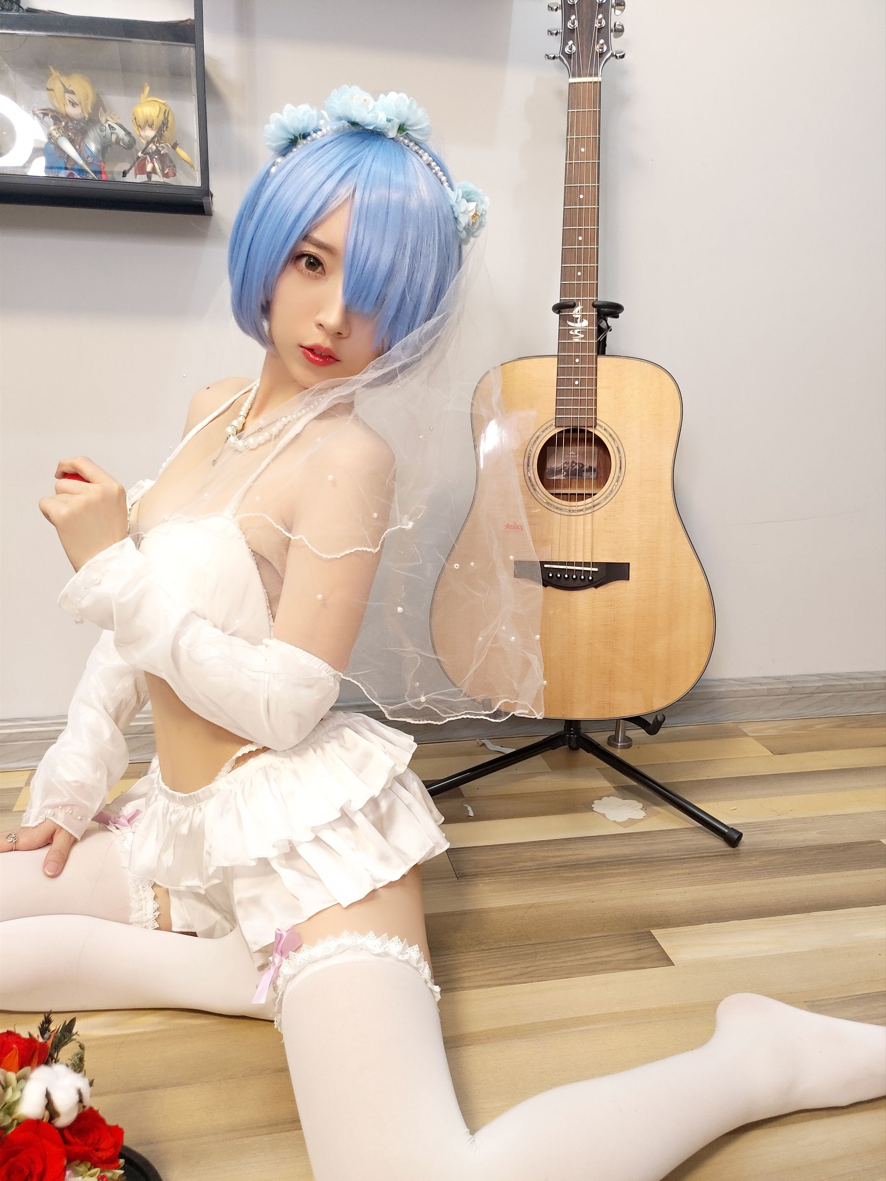 斗鱼主播小女巫露娜 - 雷姆婚纱-图4