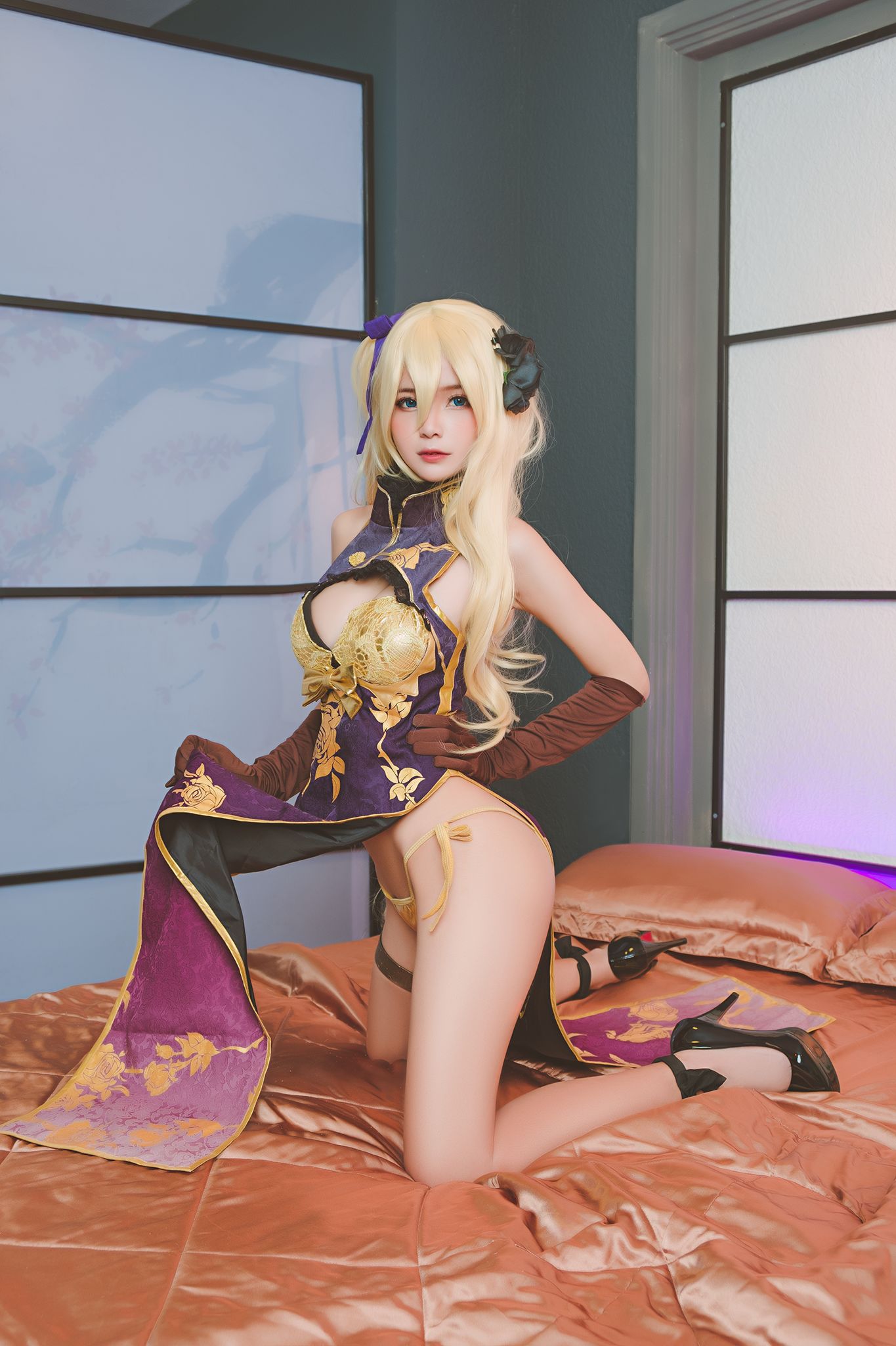 Azami福利 - 金莲旗袍-图3