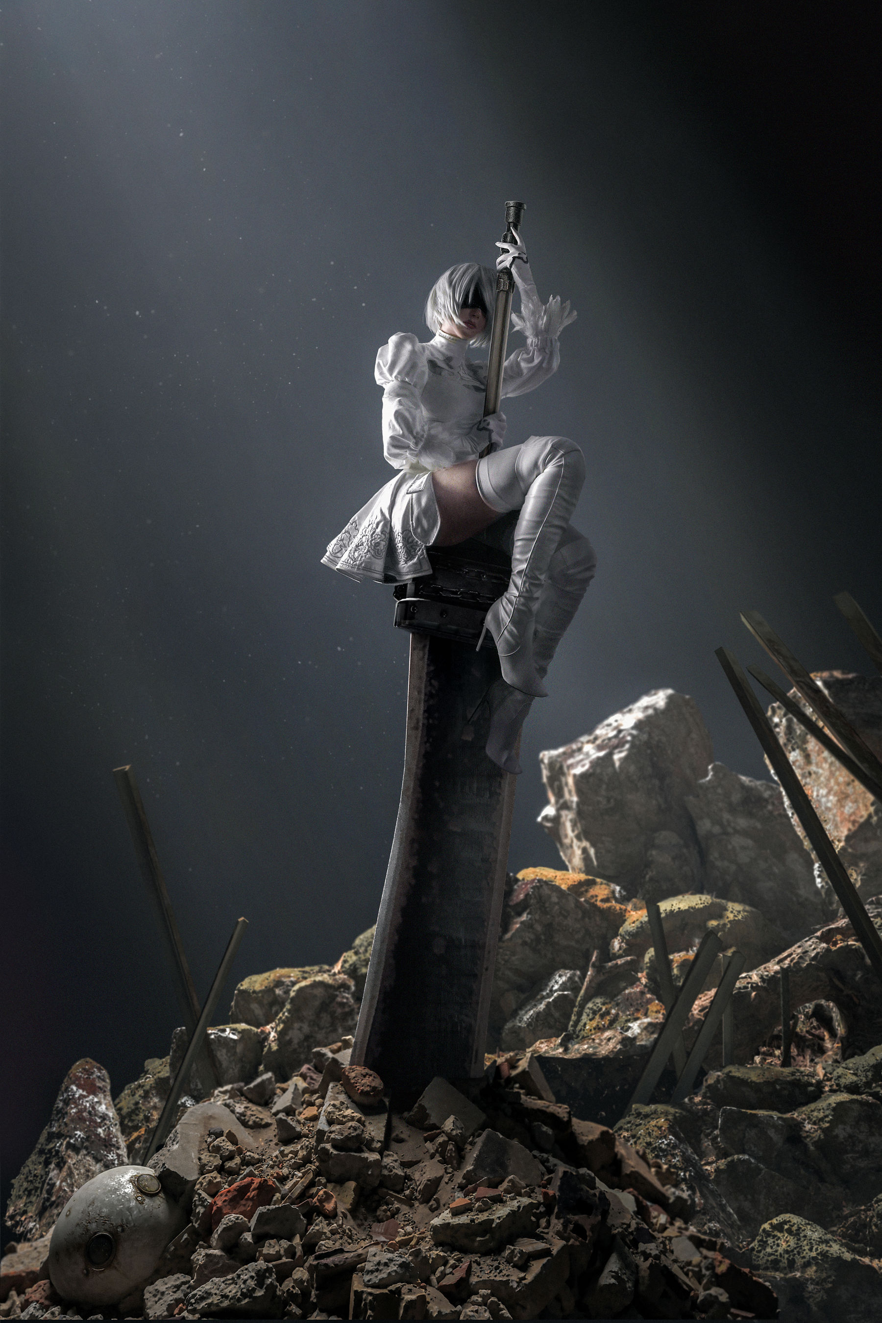 国外美女SayaTheFox - 2B White Dress-图2