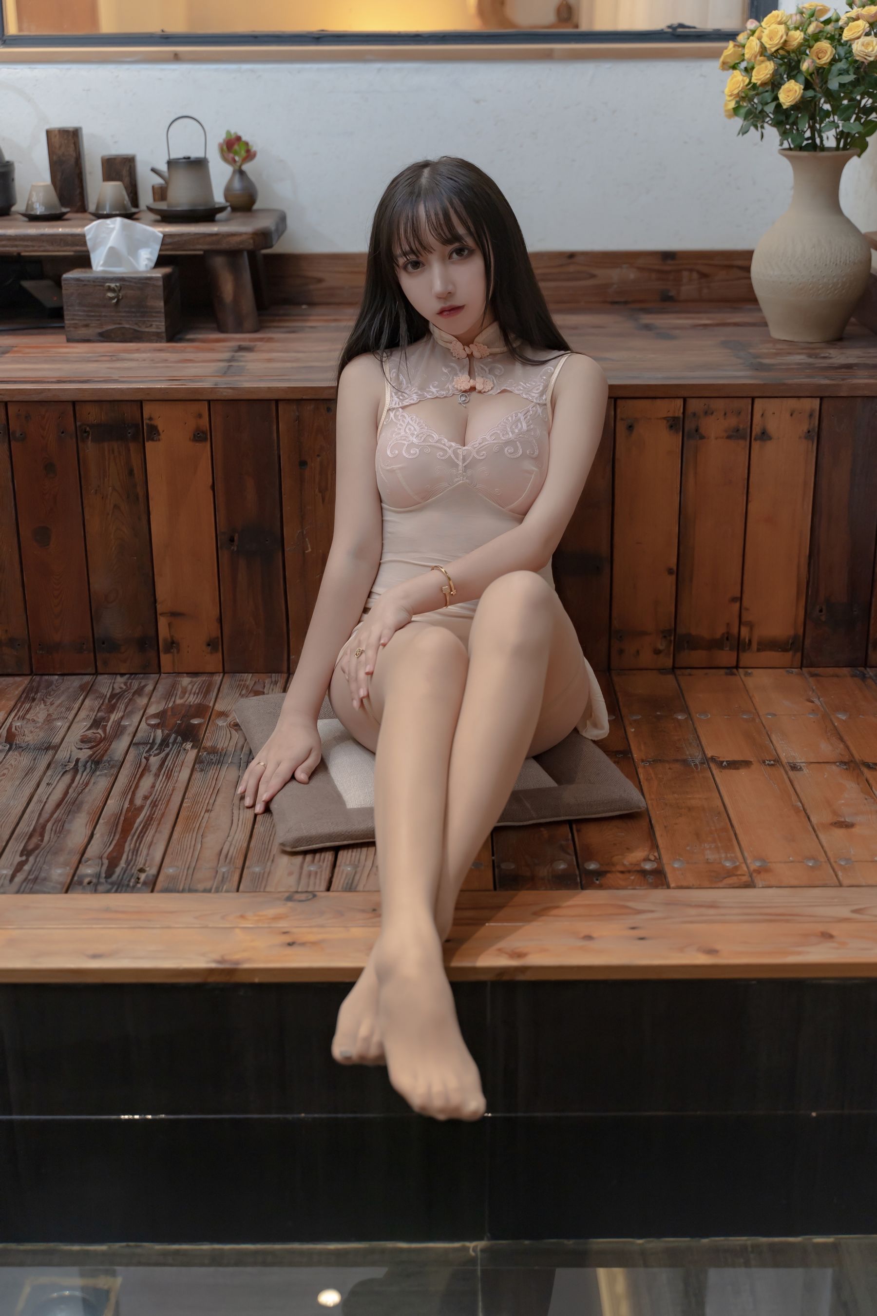 斗鱼米线线sama写真 - 温泉-图23