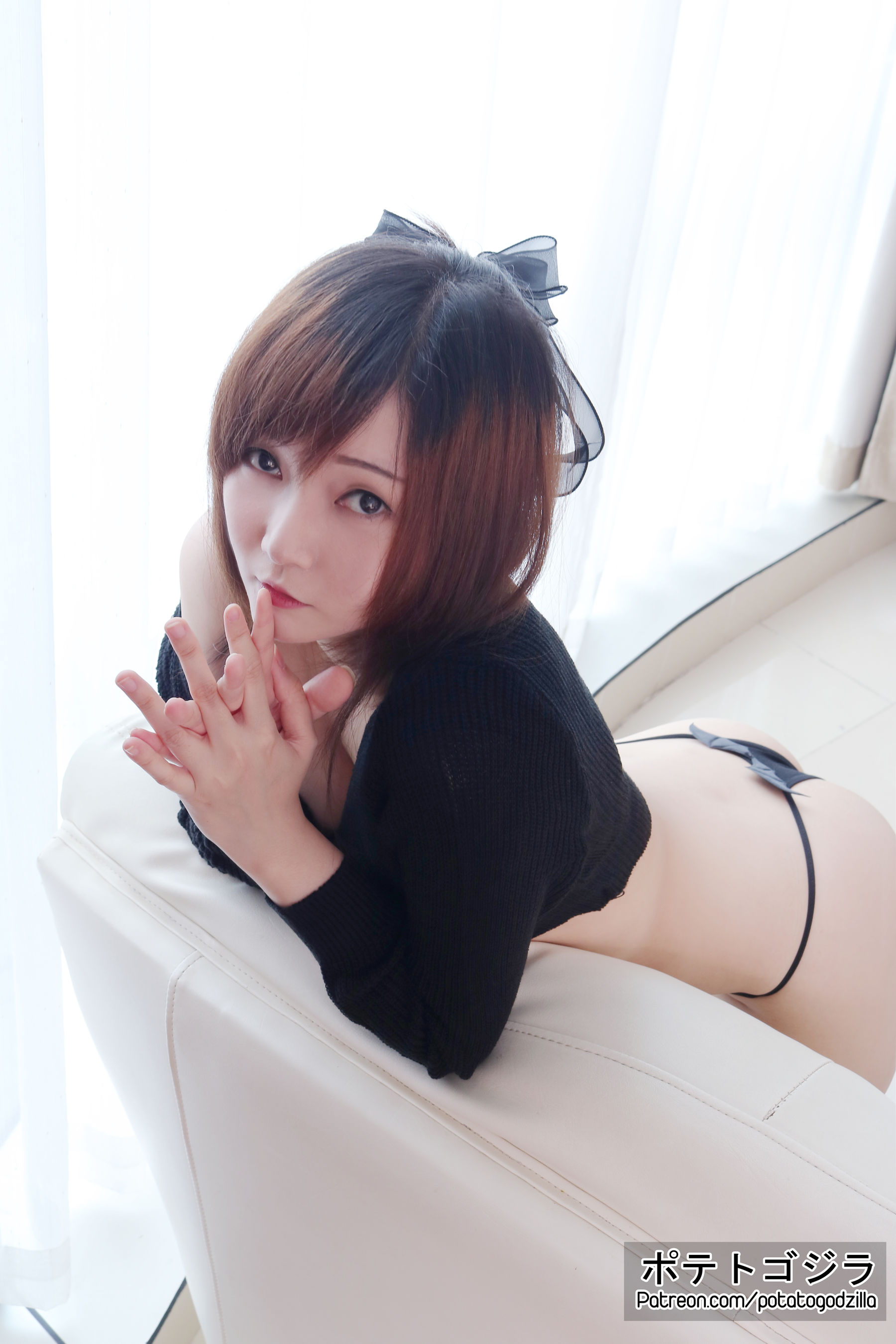Coser小姐姐Potato Godzilla - Lewd Black Outfit-图21